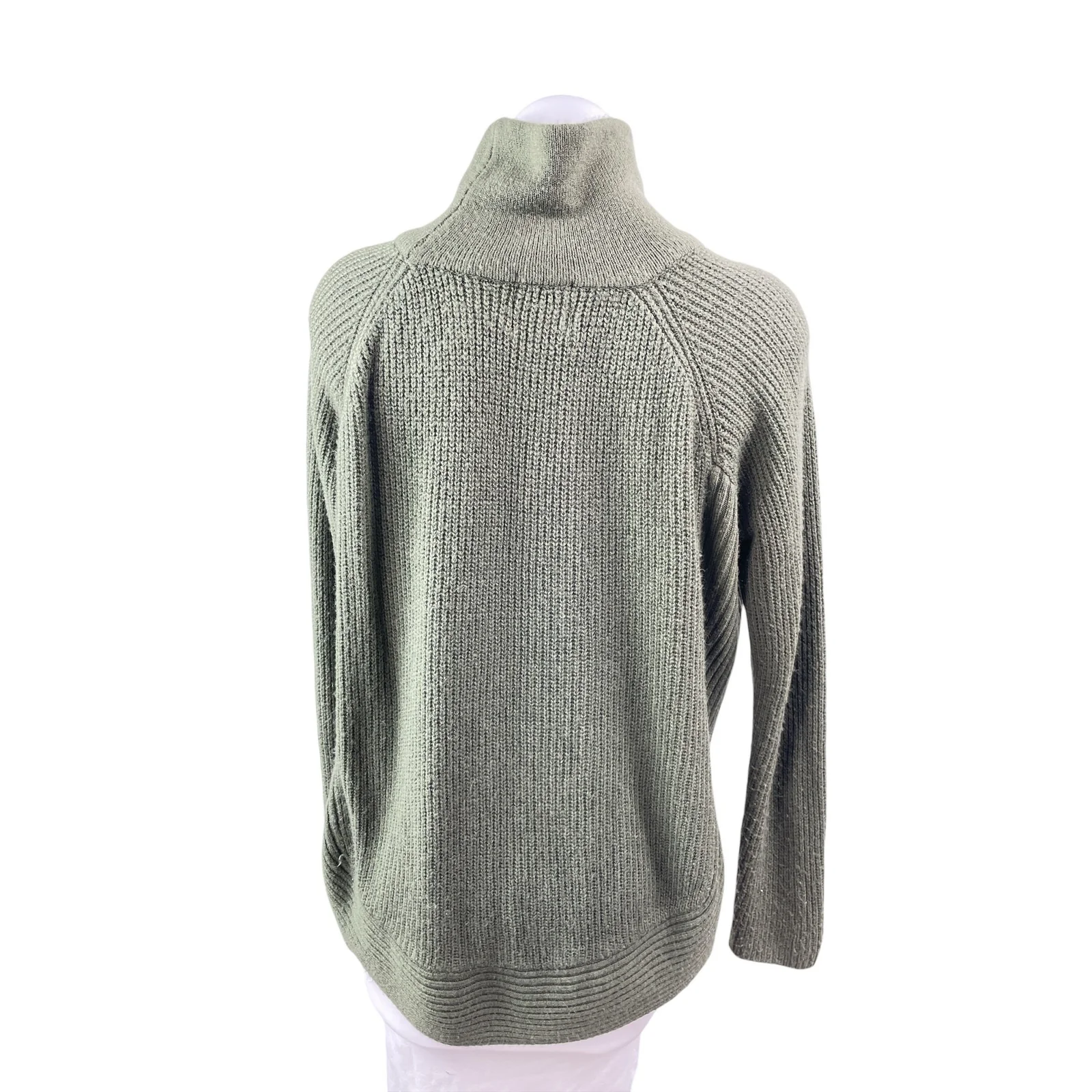 Six/Fifty Women's Green Ribbed Knit Long Sleeve Turtleneck Sweater Top Size M - Image 4