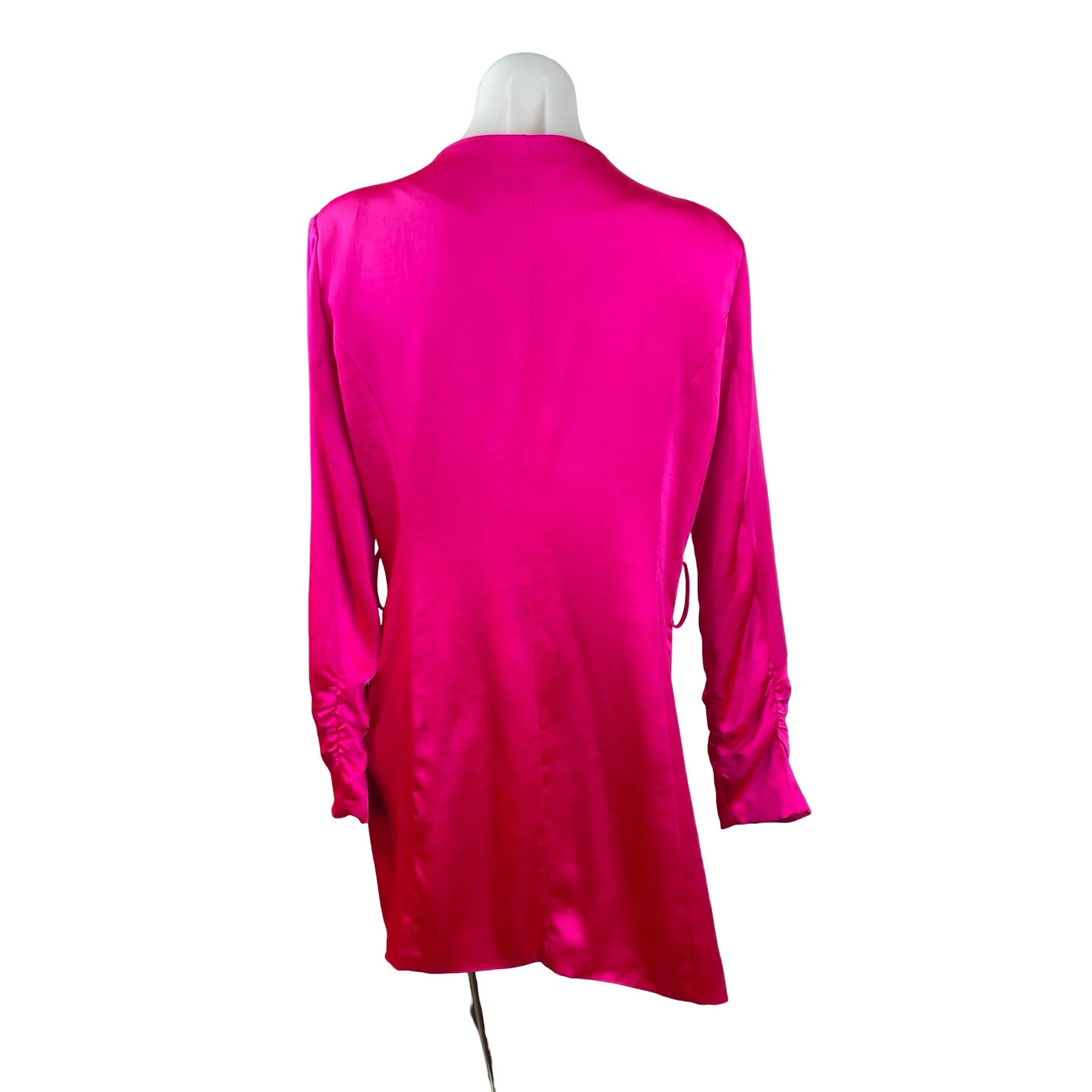 Skies are Blue Pink Silk Satin Double Breasted Long Sleeve Blazer Mini Dress M - Image 4