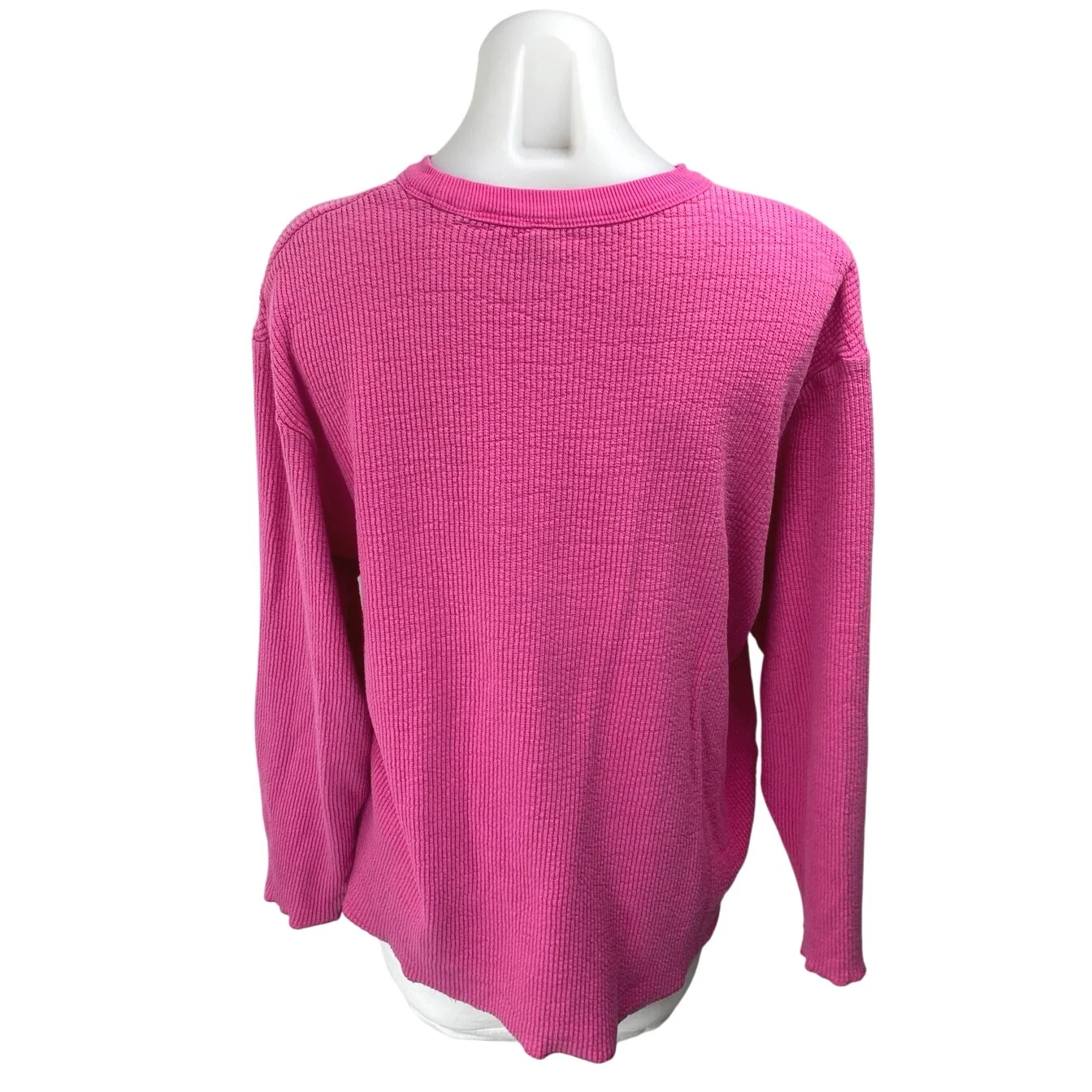 Skims Women's Pink Long Sleeve Ribbed Knit Loose Crew Neck Sweater Top Size M - Image 2