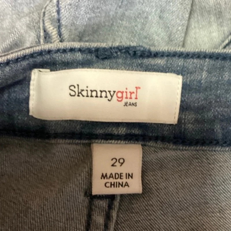 SkinnyGirl Blue Light Wash High Rise Faded Denim Stretch Skinny Jeans Size 29 - Image 4