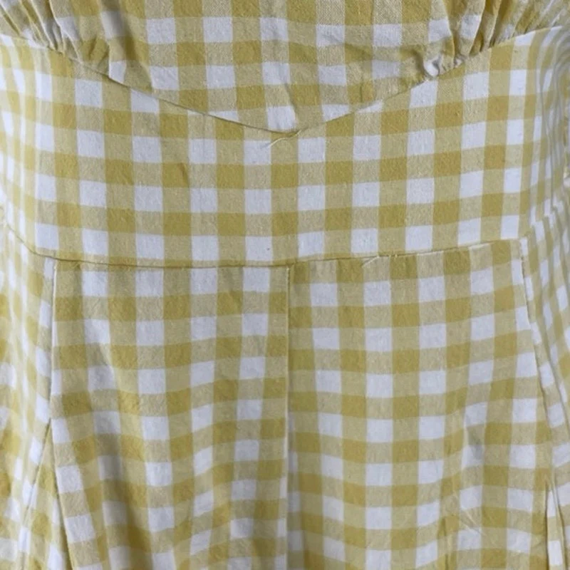 Sky to Moon Gingham Check Plaid Boat Neck Sleeveless Mini Tank Jumpsuit Romper M - Image 2