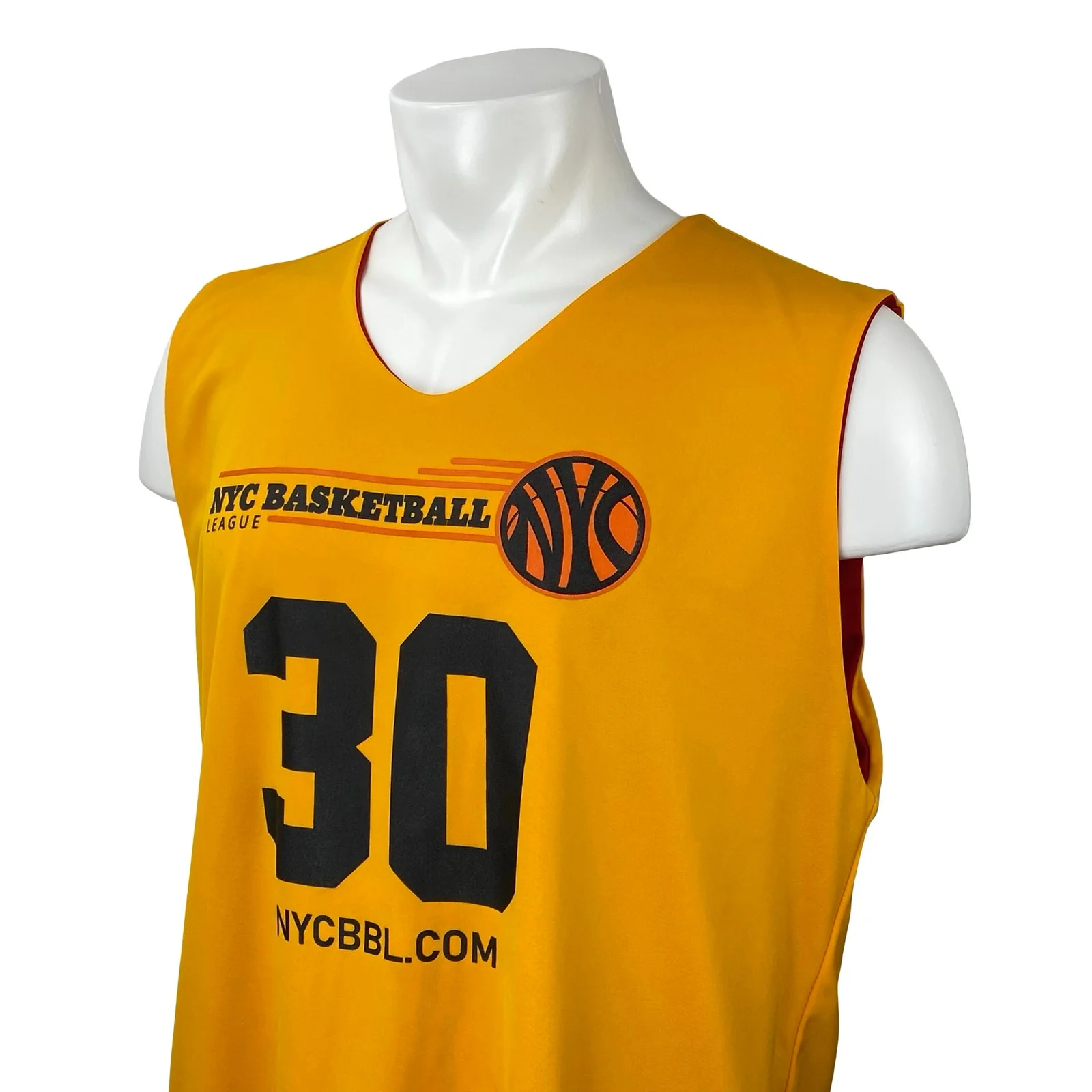 SMASH Athletics Men's Red Yellow NYC Basketball 30 Reversible Jersey Tank Top XL - Image 2