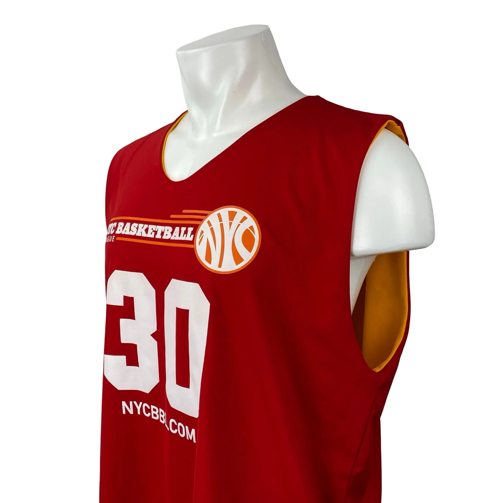 SMASH Athletics Men's Red Yellow NYC Basketball 30 Reversible Jersey Tank Top XL - Image 6