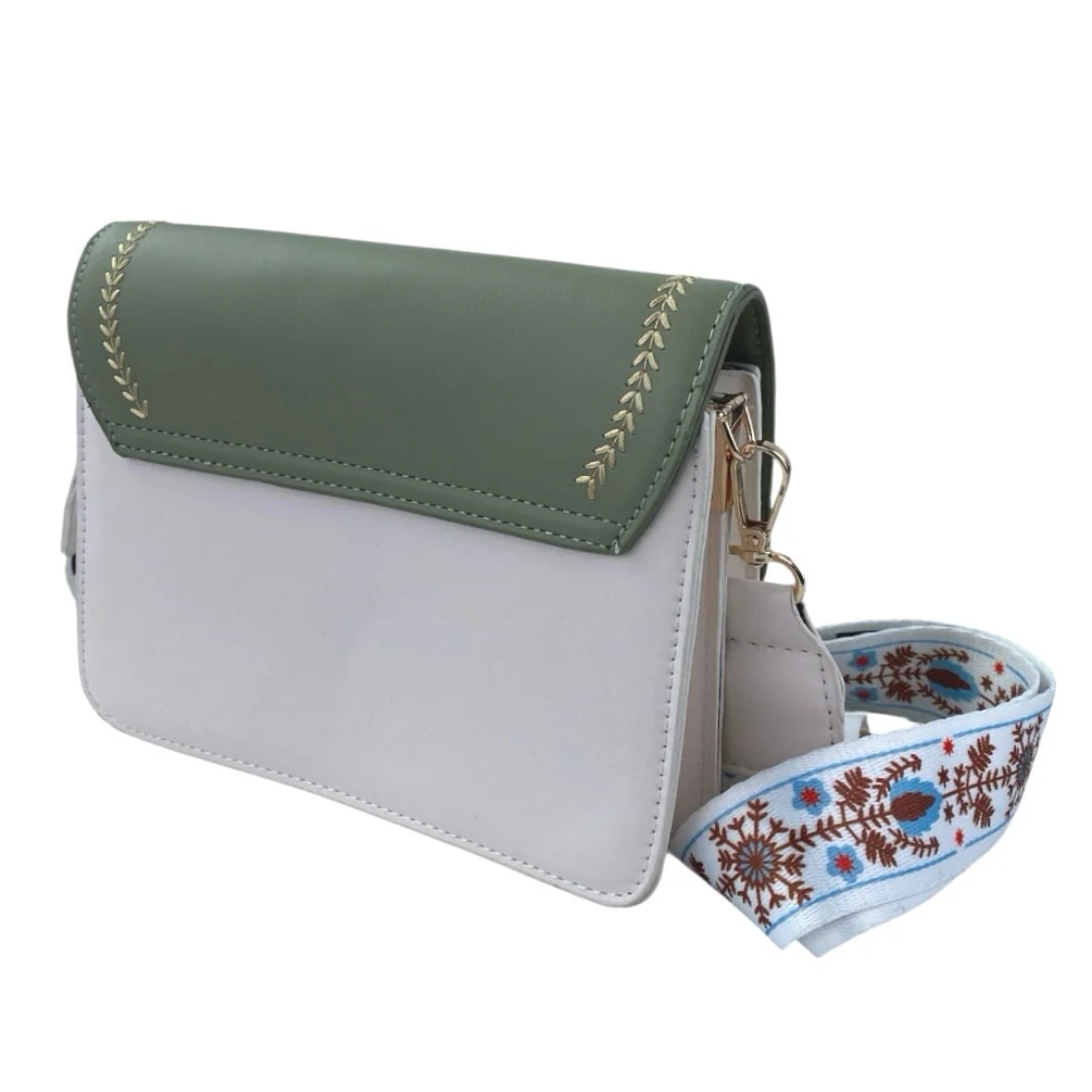 SN & Fashion Women's Green Wide Strap Fashion Flap Purse Crossbody Shoulder Bag - Image 2
