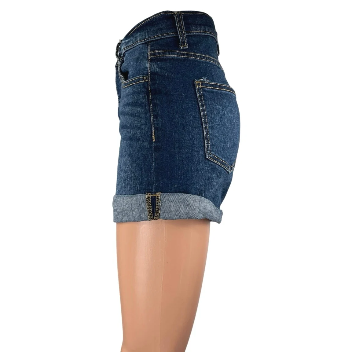 Sneak Peek Women's Blue Dark Wash High Waisted Cuffed Denim Jean Shorts Size S - Image 2