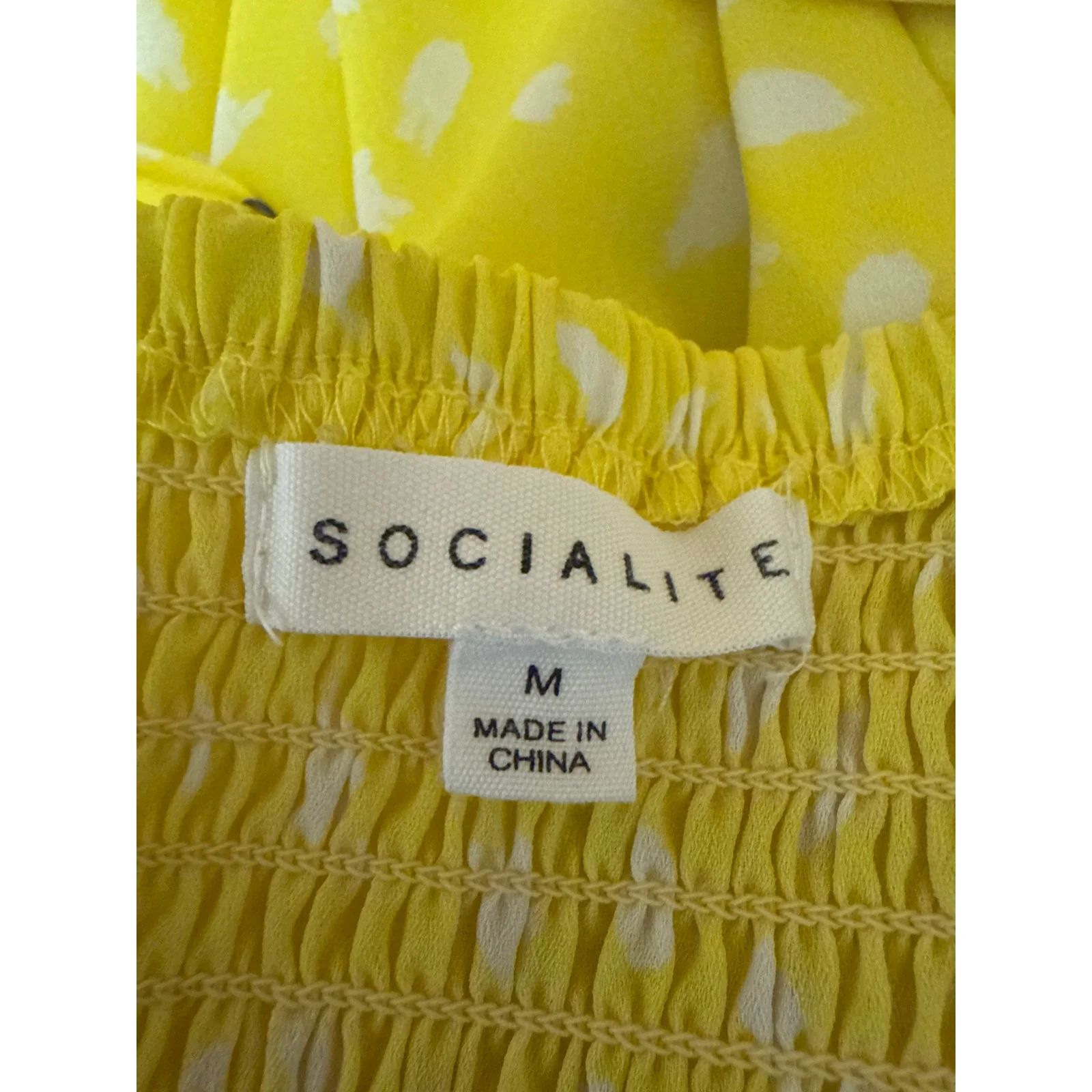 Socialite Yellow Sleeveless Printed Cami Camisole Tank Fit & Flare Mini Dress M - Image 3