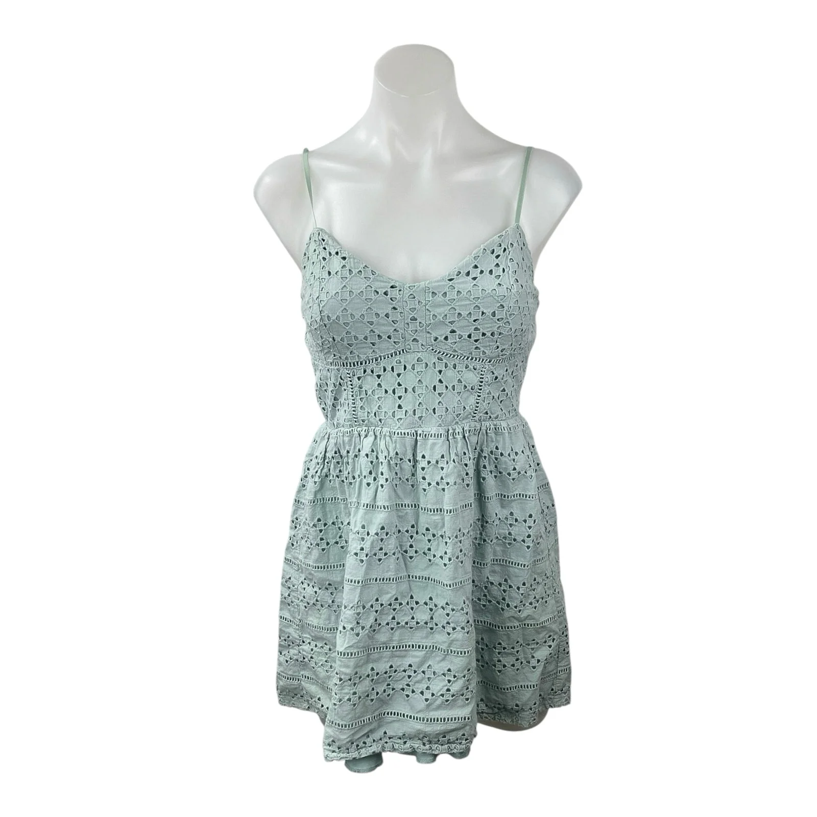 Society Girl Womens Blue Eyelet Embroidered Sleeveless Mini flare A-Line Dress 9