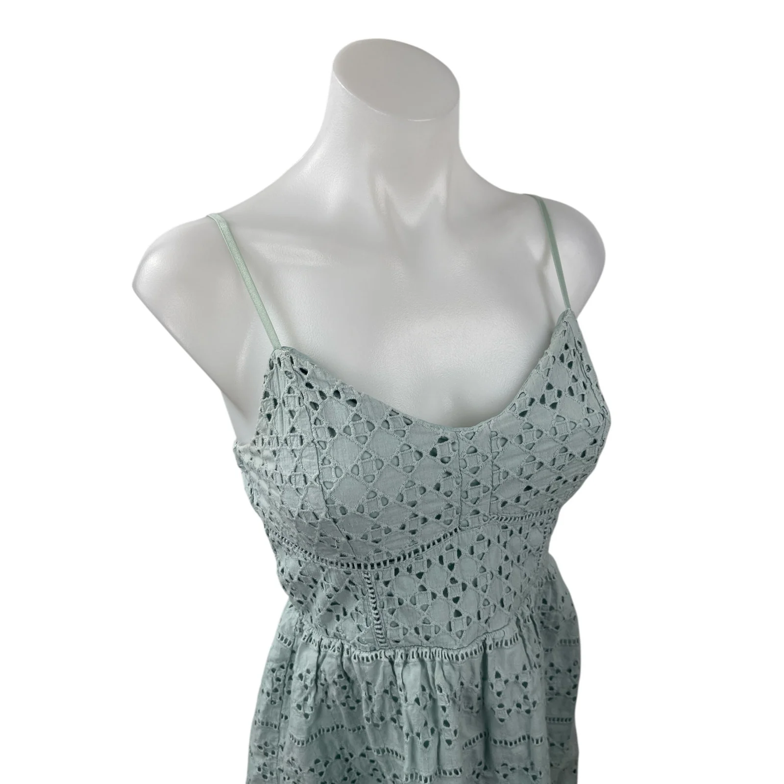 Society Girl Womens Blue Eyelet Embroidered Sleeveless Mini flare A-Line Dress 9 - Image 2