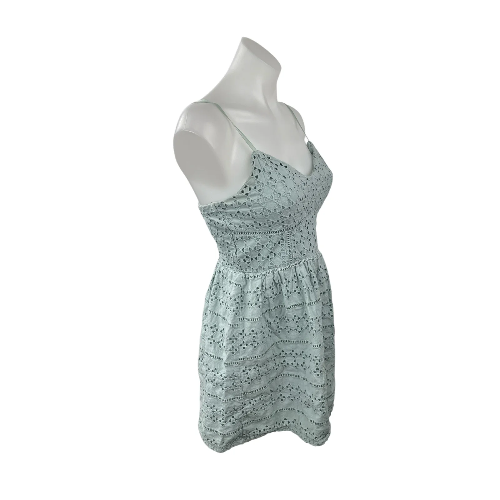 Society Girl Womens Blue Eyelet Embroidered Sleeveless Mini flare A-Line Dress 9 - Image 4