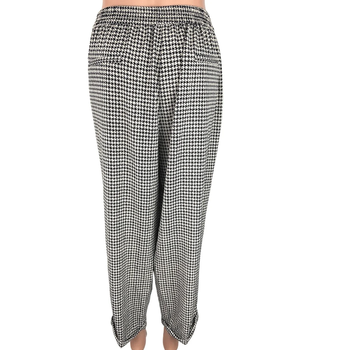 SOHO Black White Houndstooth High Rise Cuffed Hem Straight Leg Ankle Pants Sz XL - Image 3