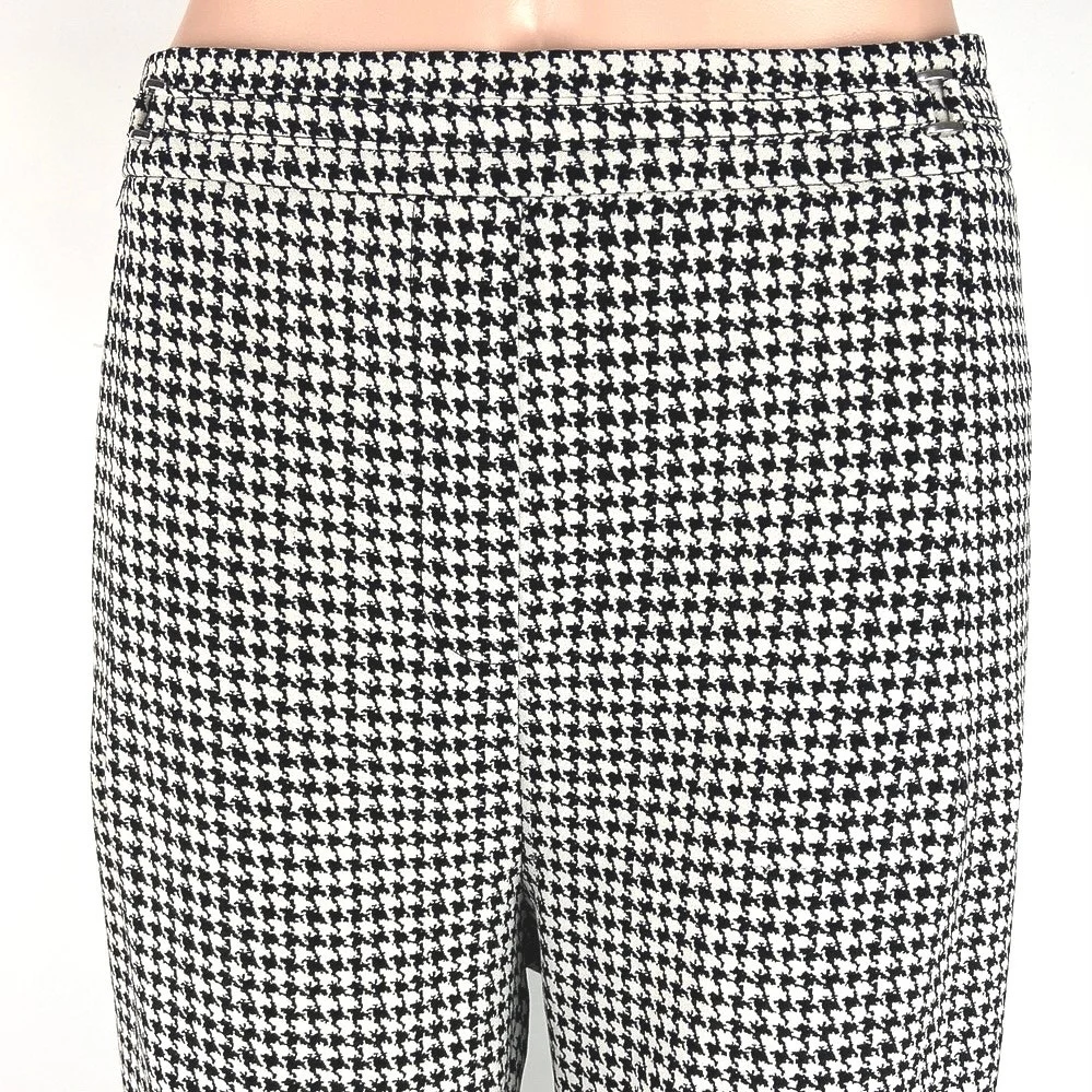 SOHO Black White Houndstooth High Rise Cuffed Hem Straight Leg Ankle Pants Sz XL - Image 4