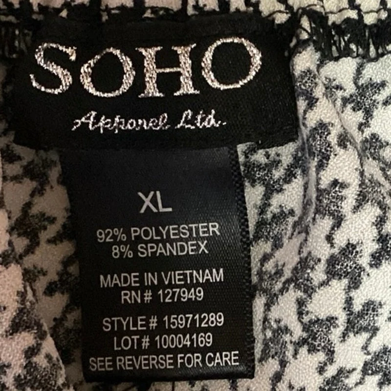 SOHO Black White Houndstooth High Rise Cuffed Hem Straight Leg Ankle Pants Sz XL - Image 5