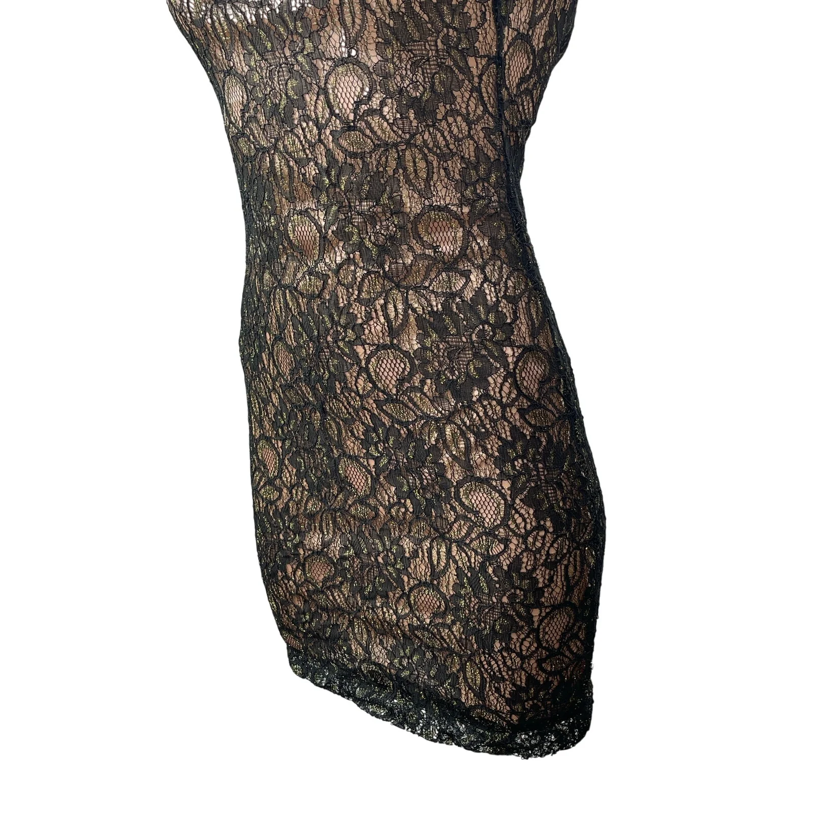 Soky & Soka Women's Black Floral Lace Cap Sleeve Open Back Mini Bodycon Dress S - Image 3