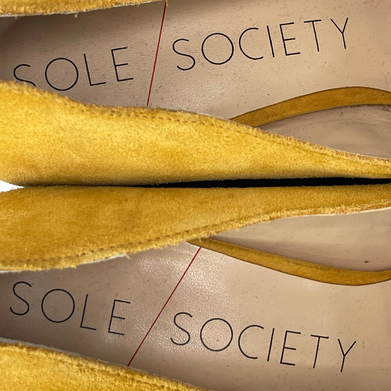Sole Society Mustard Suede Leather Pointed Toe Block Heel Slip On Pumps Shoes 10 - Image 5