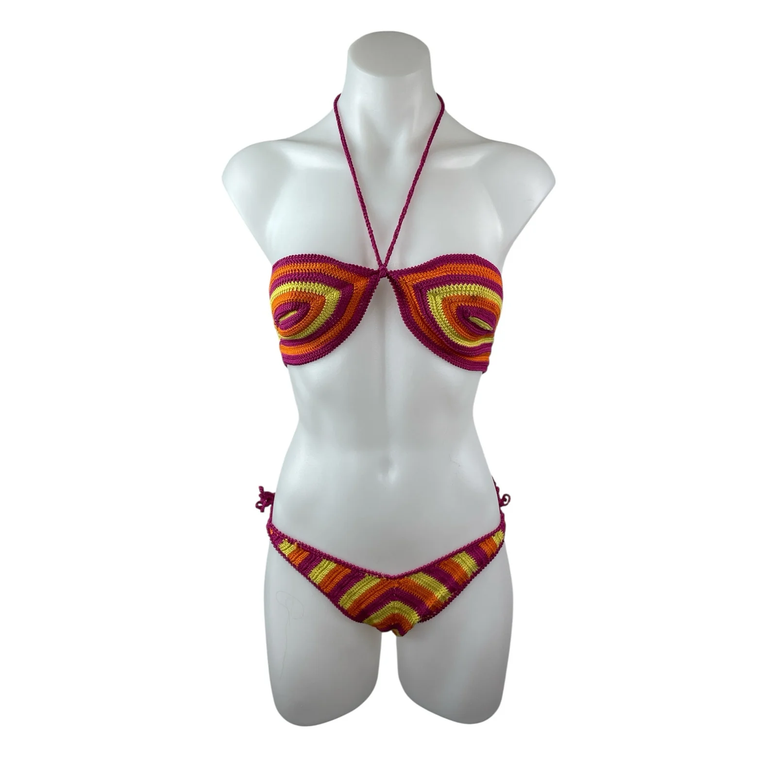 Solid & Striped Azalea Women's Multicolor Crochet Halter Top Bikini Swimwear XL
