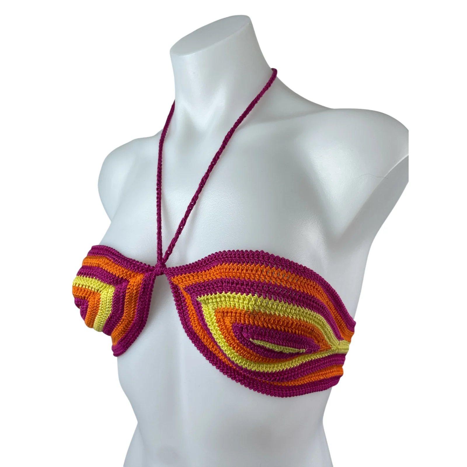 Solid & Striped Azalea Women's Multicolor Crochet Halter Top Bikini Swimwear XL - Image 2