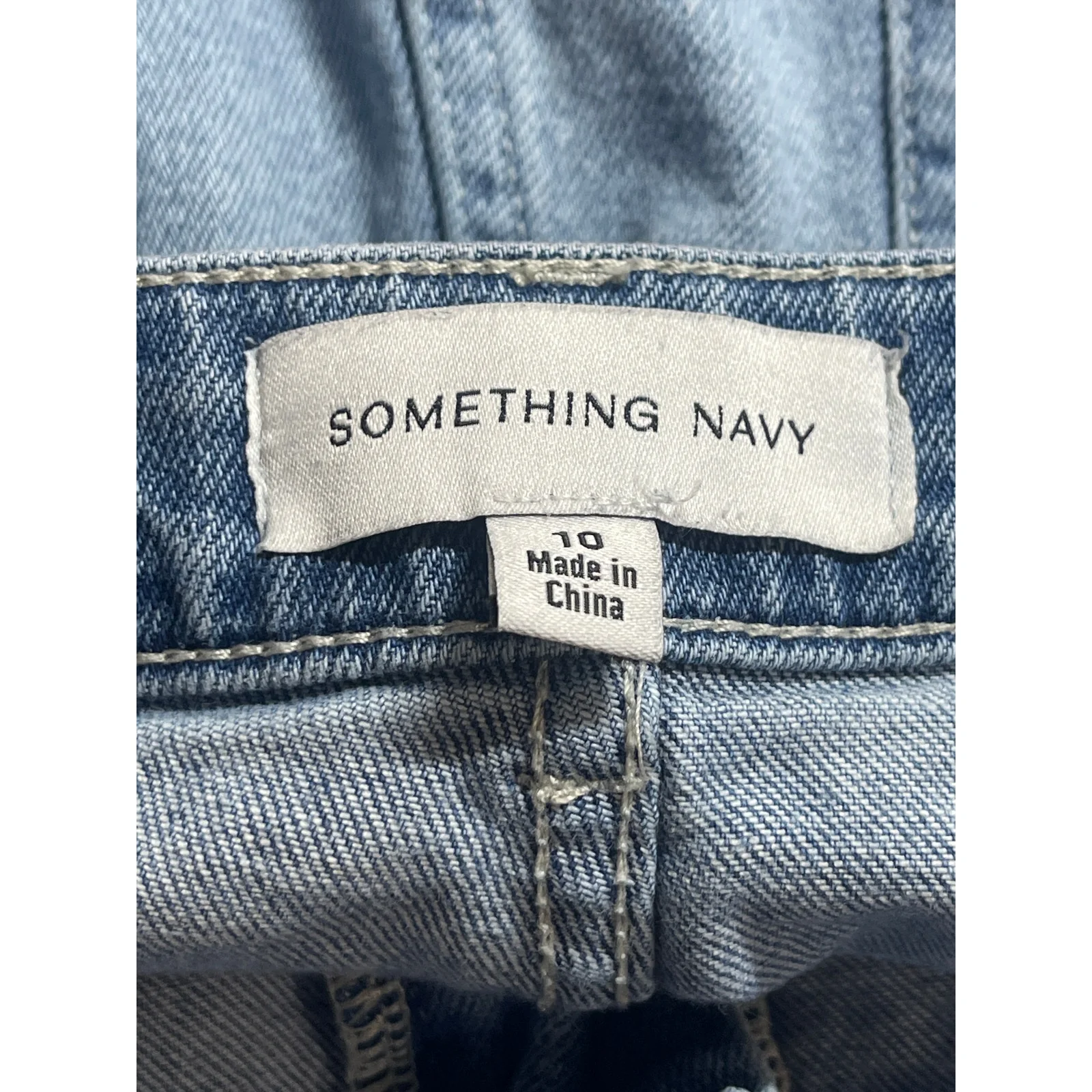 Something Navy Blue Raw Hem High Waisted Straight Leg Denim Jeans Pants Size 10 - Image 4