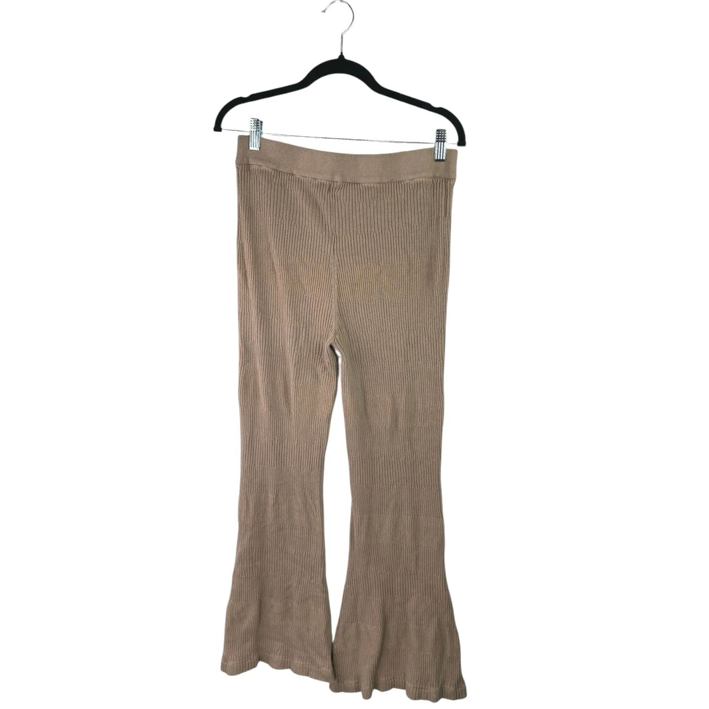 Song Of Style Tan Rib Knit High Waist Flared Bootcut Trousers Leggings Pants XL - Image 3
