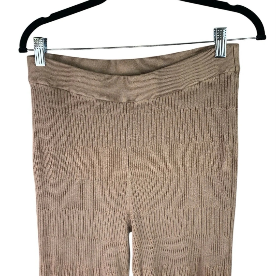 Song Of Style Tan Rib Knit High Waist Flared Bootcut Trousers Leggings Pants XL - Image 4