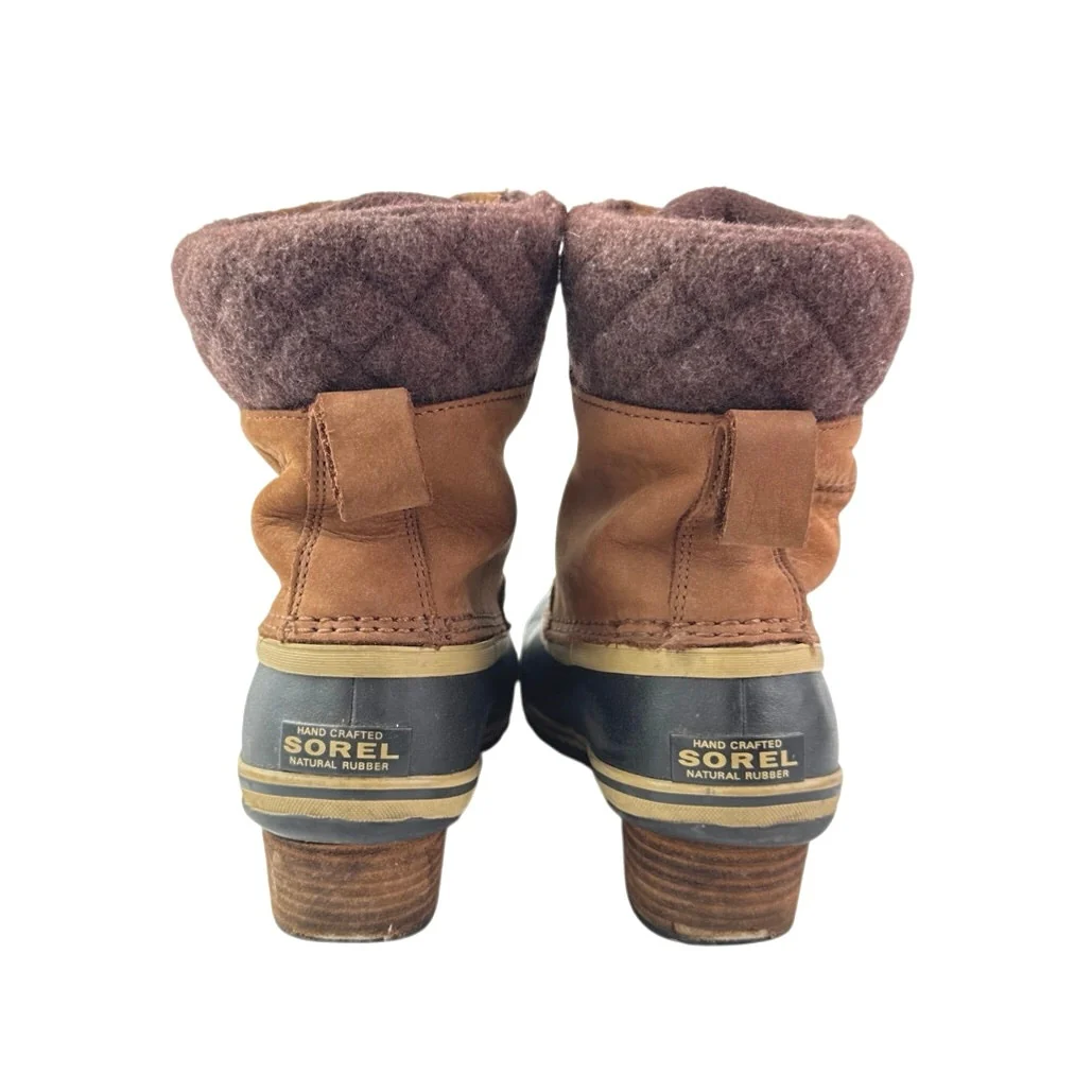 Sorel Slimpack II Women's Brown Suede Waterproof Lace Up Insulated Duck Boots 8 - Image 3