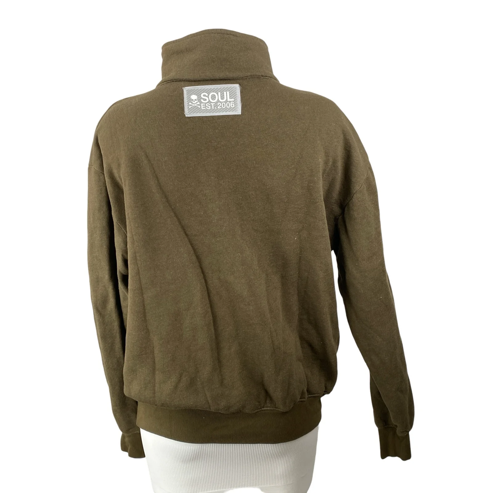 Soul Cycle Women's Olive Green GWCH Fleece Long Sleeve Half Zip Sweatshirt Sz S - Image 4