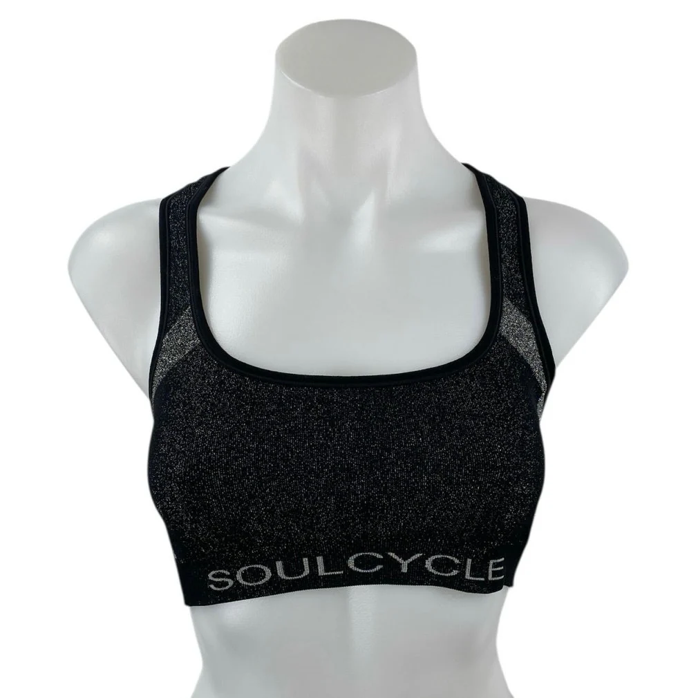 SoulCycle Black Scoop Neck Racerback Sleeveless Sports Bra Crop Tank Top Size S