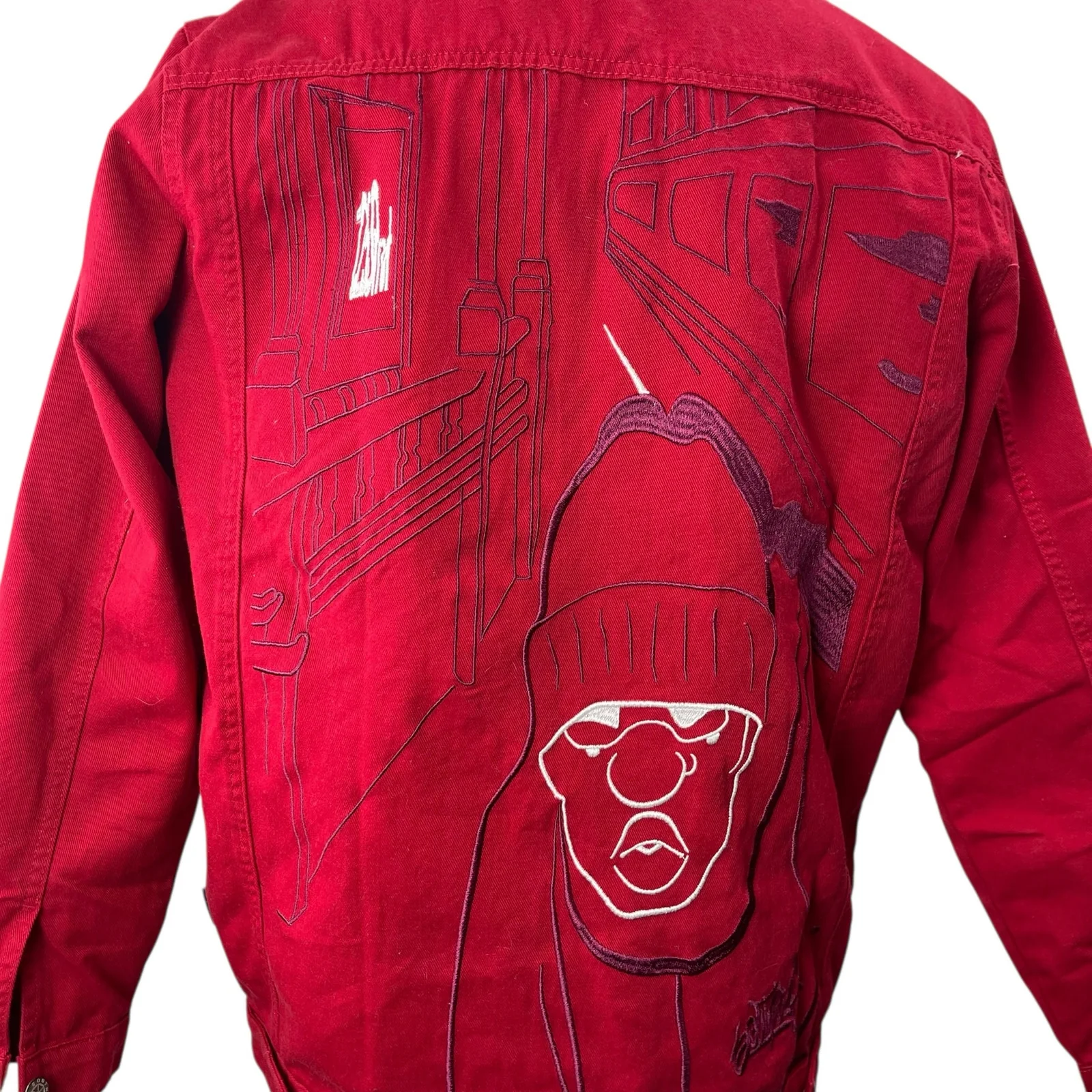 Southpole Men's Red Embroidered Long Sleeve Button Up Shirt Shacket Jacket Sz M - Image 4