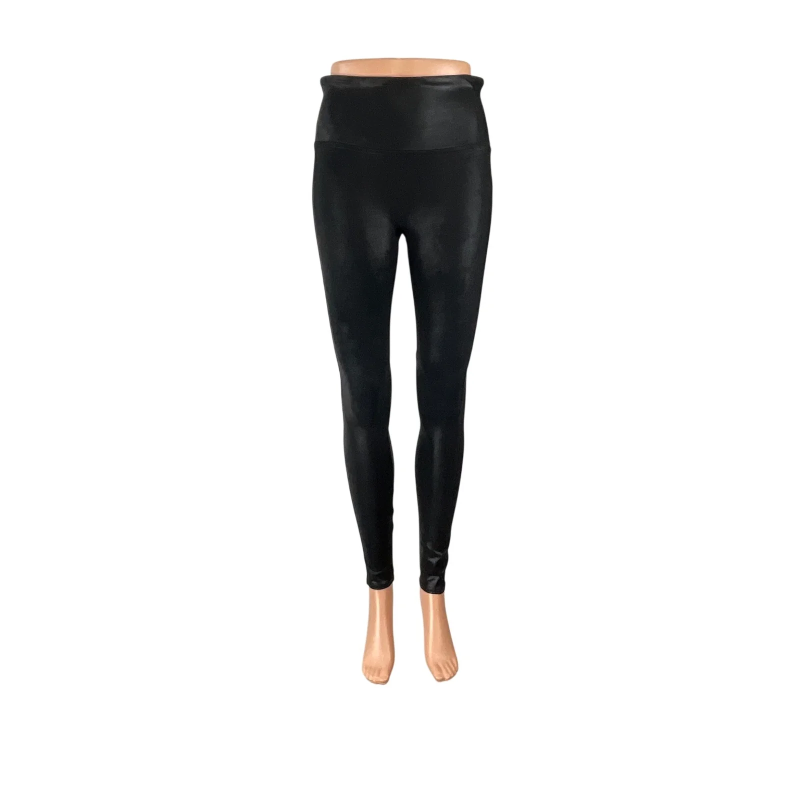 Spanx Black Faux Vegan Leather High Rise Activewear Skinny Moto Leggings Pants M