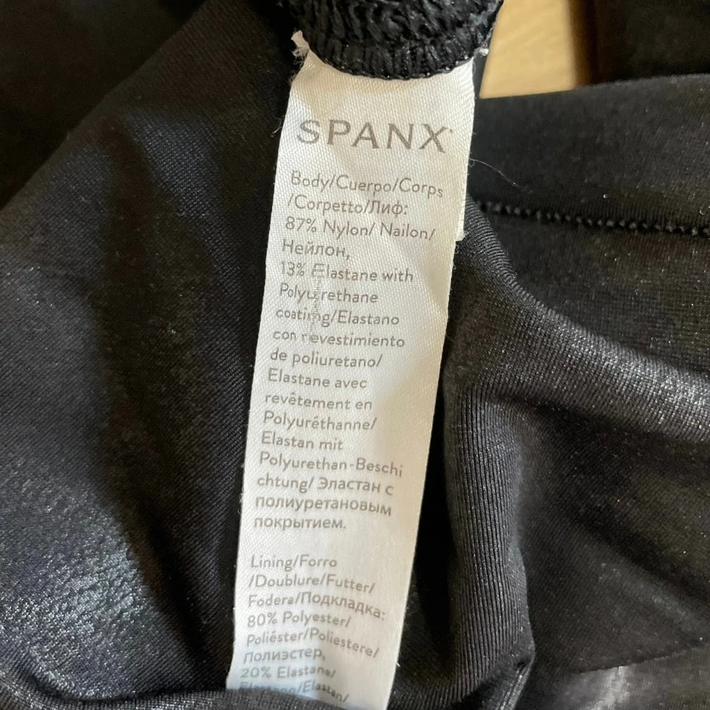 Spanx Black Faux Vegan Leather High Rise Activewear Skinny Moto Leggings Pants M - Image 6