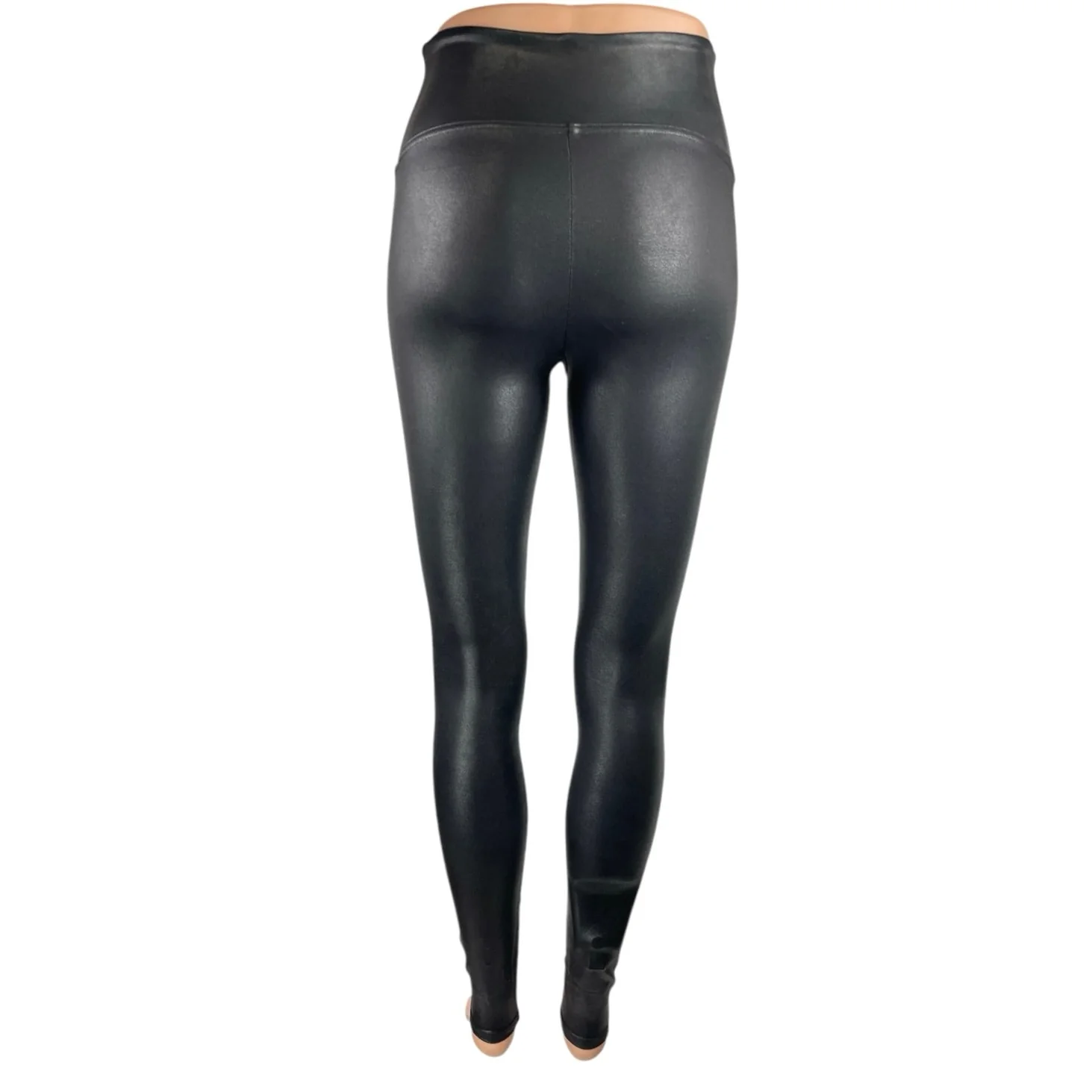 Spanx Black Faux Vegan Leather High Waist Skinny Trousers Leggings Pants Size S - Image 3