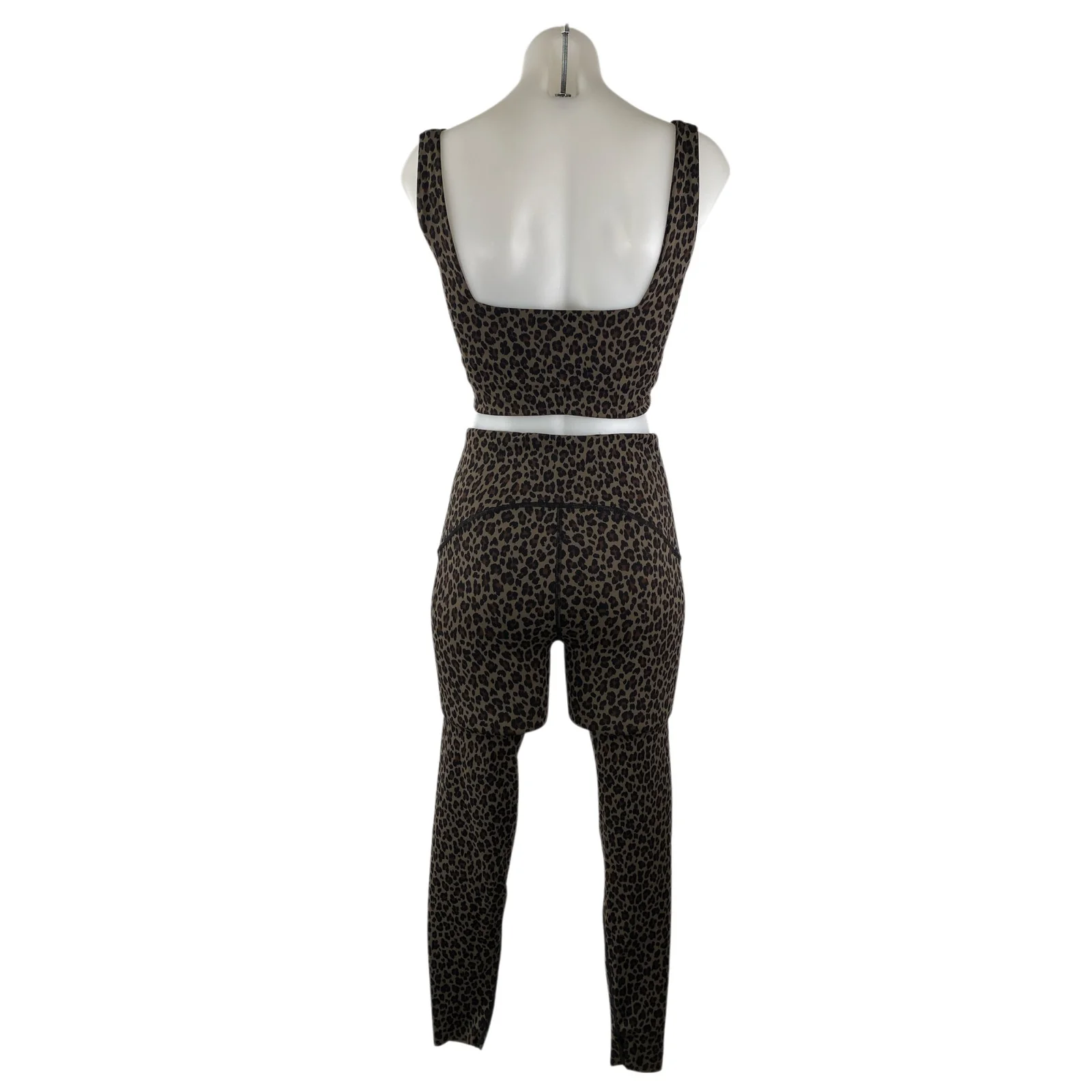 Spanx Multicolor Leopard Yoga Crop Top Athletic Leggings Pants 2 Piece Set XS - Image 2