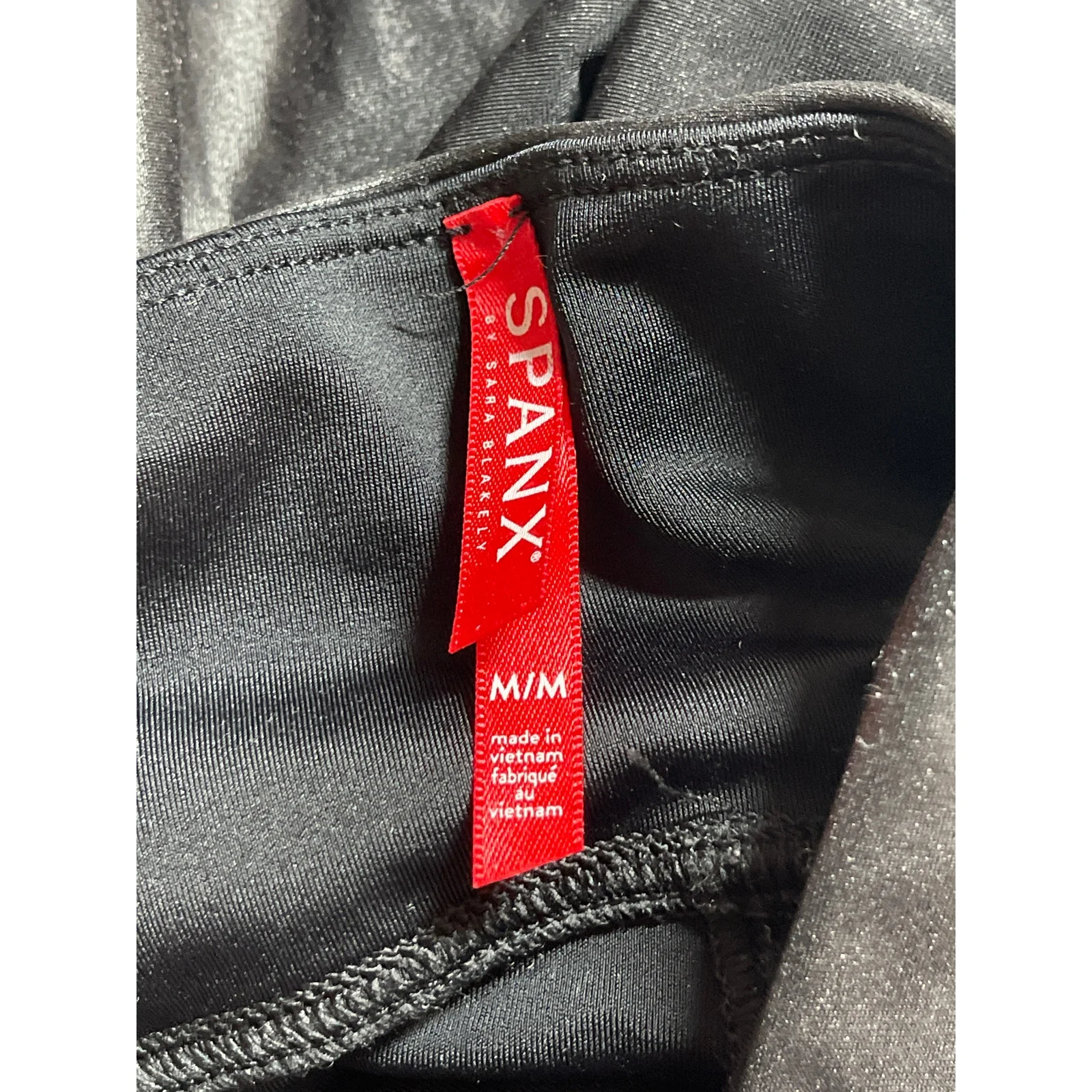 Spanx Women's Black Faux Leather Mid Rise Skinny Trousers Leggings Pants Size M - Image 3