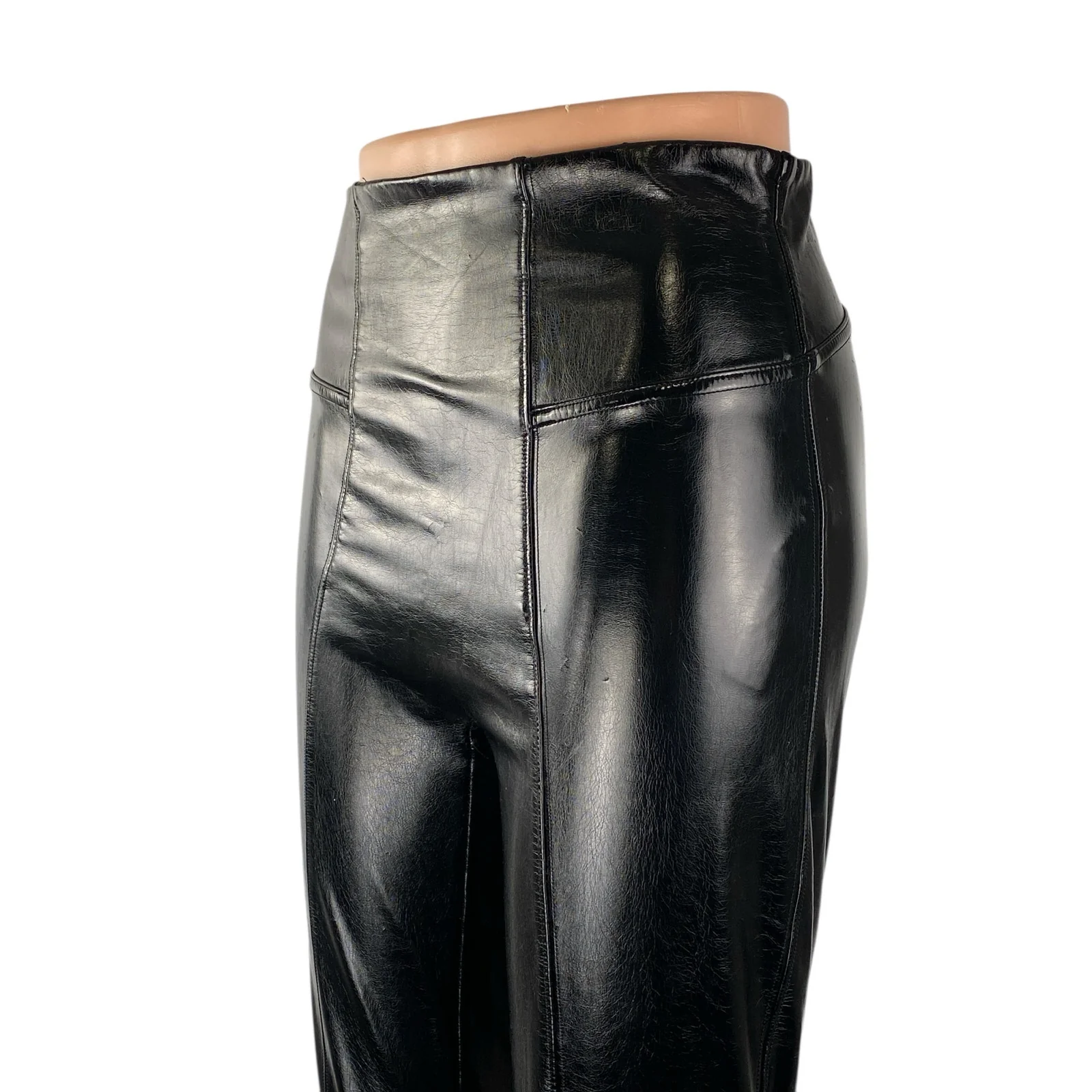 Spanx Womens Black Faux Leather Vegan High Waisted Leggings Casual Pants Size S - Image 3
