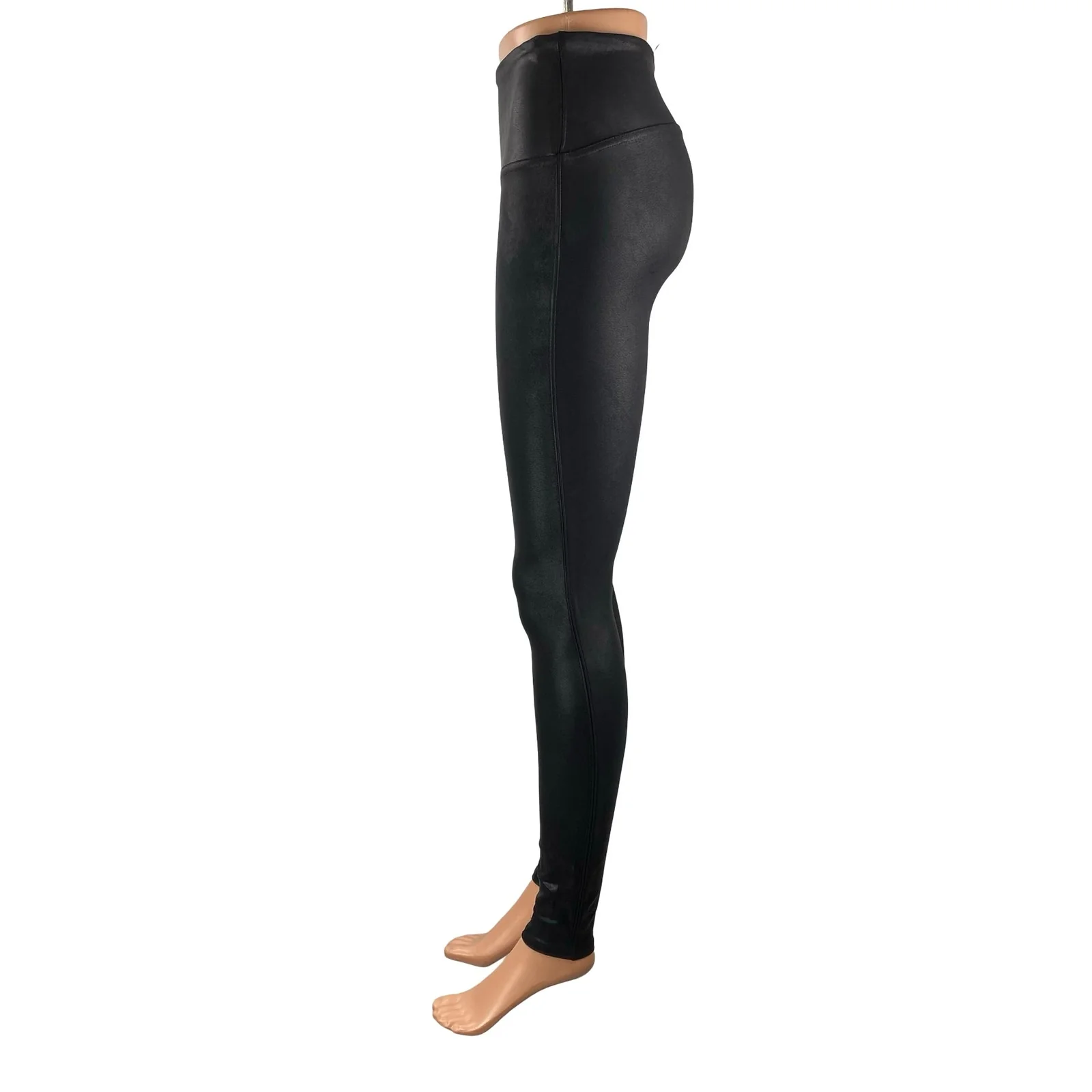 Spanx Women's Black Faux Vegan Leather High Rise Skinny Moto Leggings Pants Sz M - Image 2