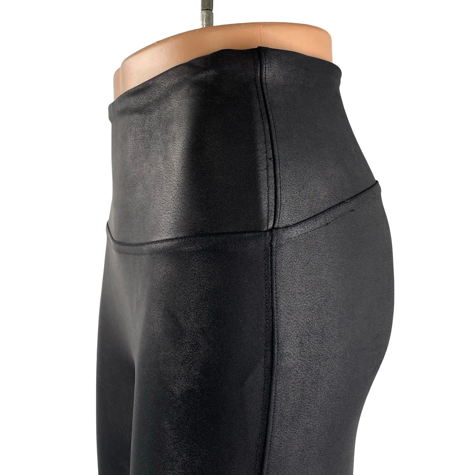 Spanx Women's Black Faux Vegan Leather High Rise Skinny Moto Leggings Pants Sz M - Image 3