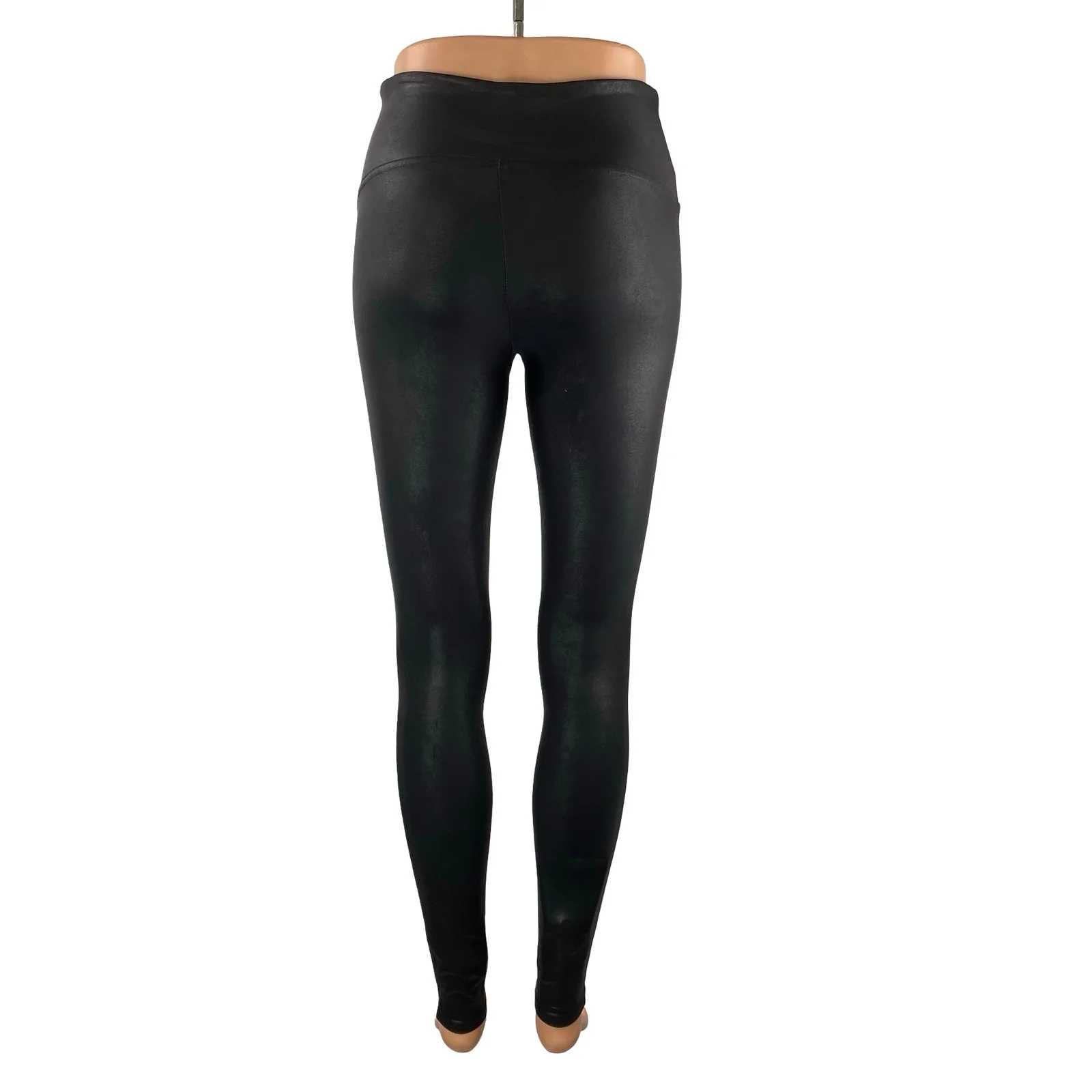 Spanx Women's Black Faux Vegan Leather High Rise Skinny Moto Leggings Pants Sz M - Image 4