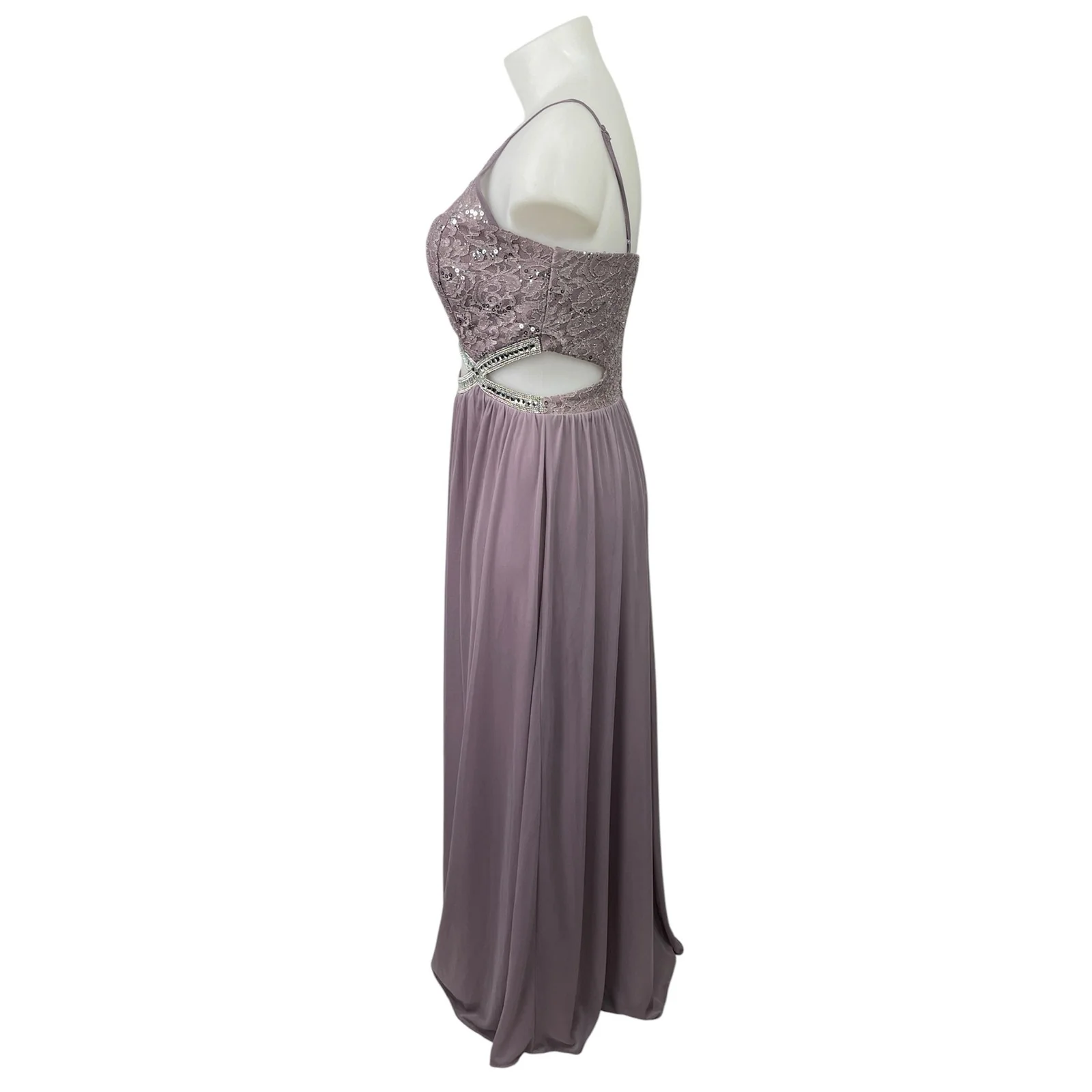Speechless Purple Lace Sleeveless Cutout Jeweled Waist Cami Maxi Gown Dress 13 - Image 2