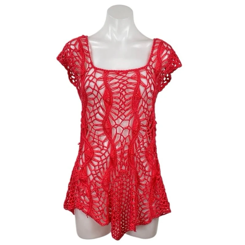 Spiaggia Dolce Lace Crochet Tunic Beach Cover Up Mini Flare A-Line Dress Sz L/XL