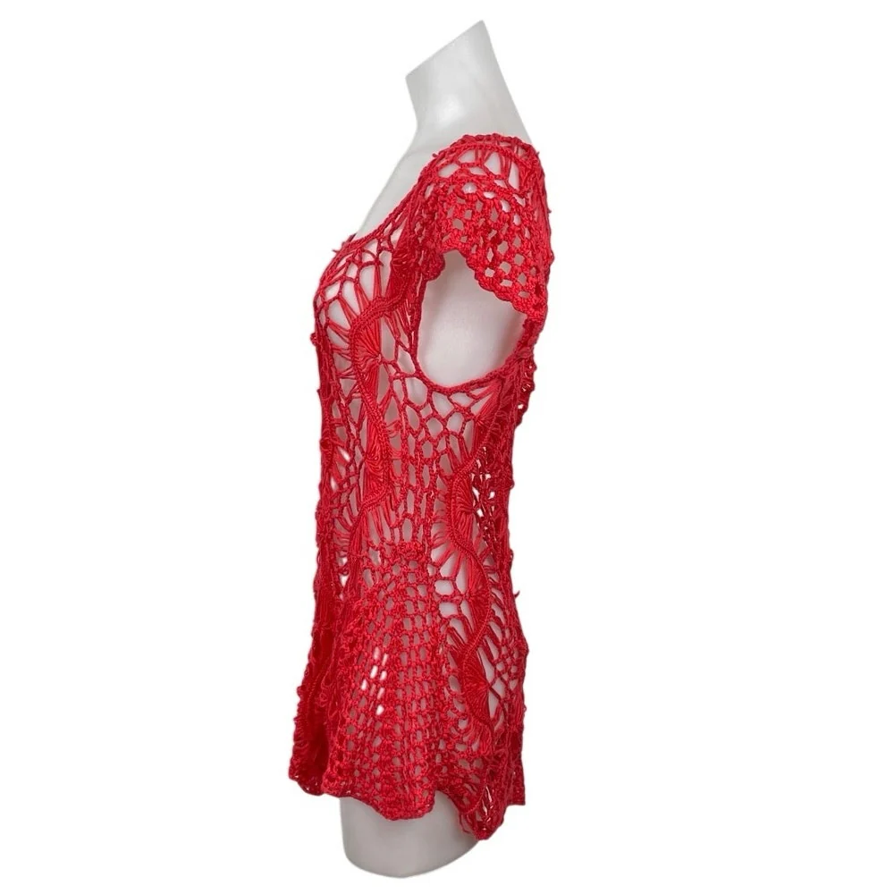 Spiaggia Dolce Lace Crochet Tunic Beach Cover Up Mini Flare A-Line Dress Sz L/XL - Image 3