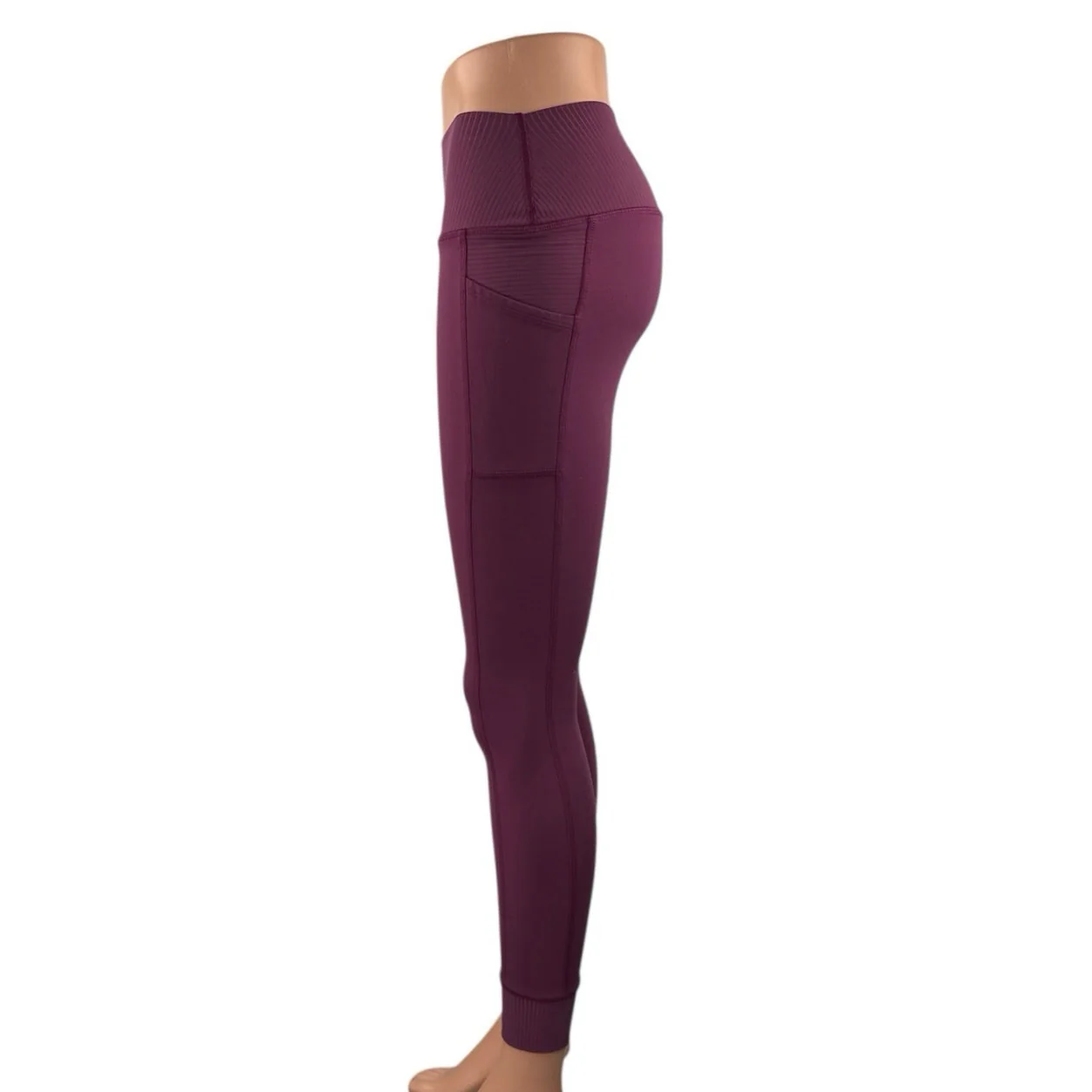 Spiritual Gangster Purple Ribbed Knit High Rise Athletic Leggings Pants Size S - Image 2