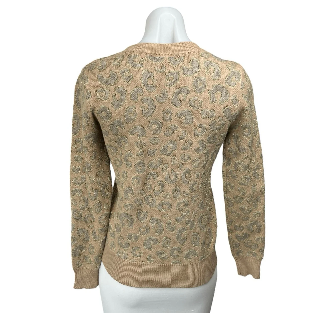 Stella + Lorenzo Women's Tan Leopard Animal Print Long Sleeve Sweater Top Size S - Image 2