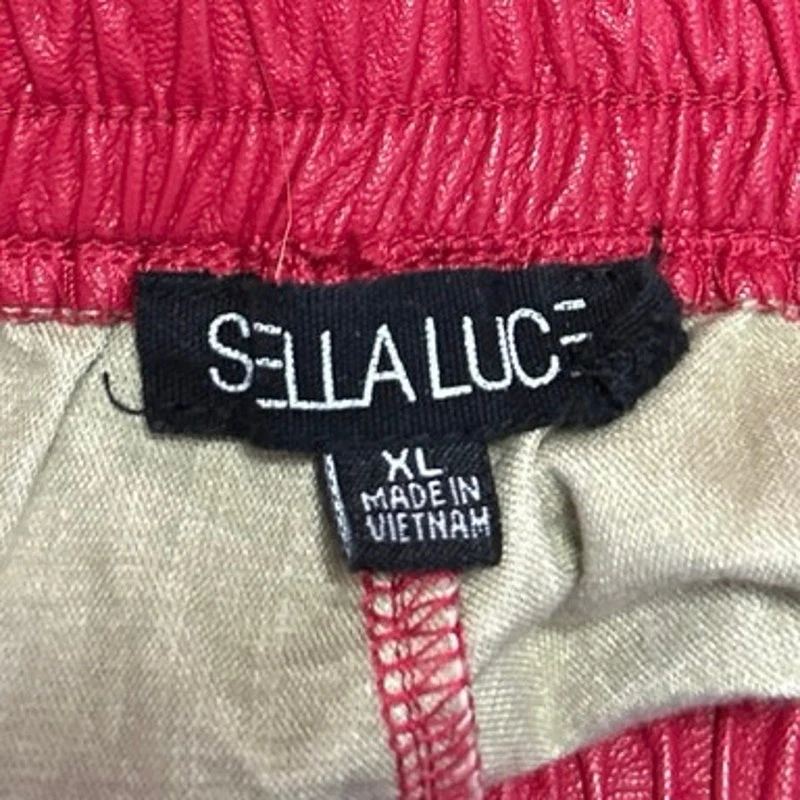 Stella Luce Womens Red Faux Leather Vegan Drawstring Jogger Sweat Pants Size XL - Image 5