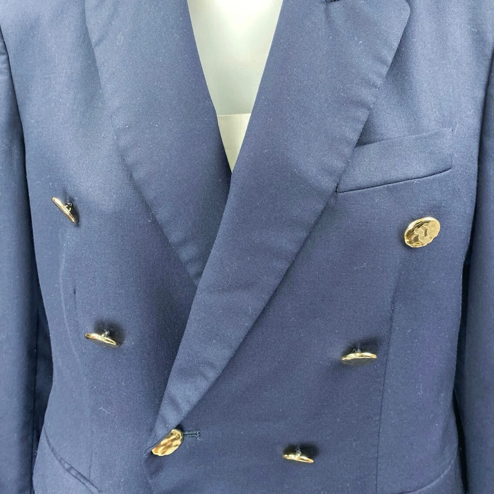 Stella McCartney Blue Gold Long Sleeve Double Breasted Blazer Coat Jacket Sz 14 - Image 3