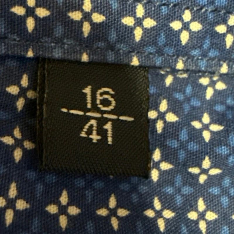 Stellante Men's Blue Printed Long Sleeve Collar Button Down Slim Shirt Top Sz 16 - Image 4