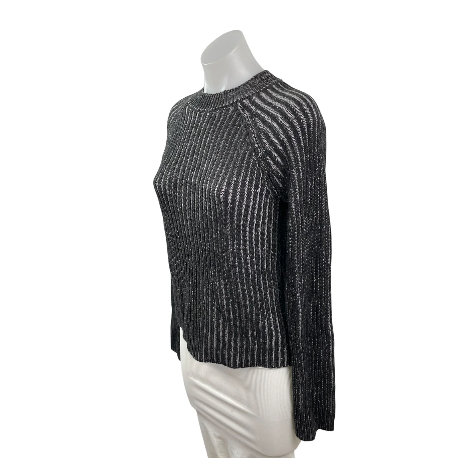 Steve Madden Ami Women's Dark Grey Ribbed Crew Neck Long Sleeve Sweater Top Sz M - Image 2
