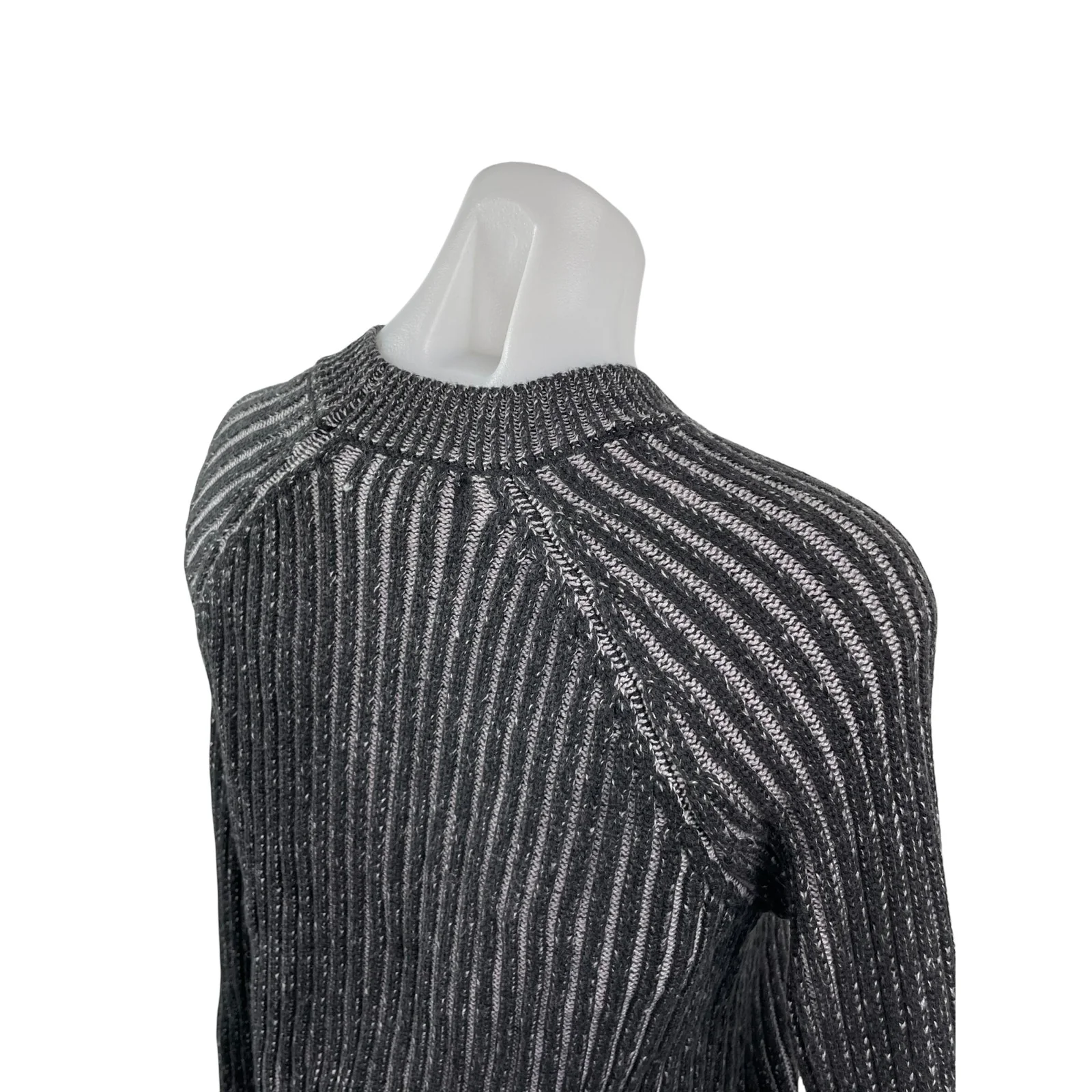 Steve Madden Ami Women's Dark Grey Ribbed Crew Neck Long Sleeve Sweater Top Sz M - Image 3