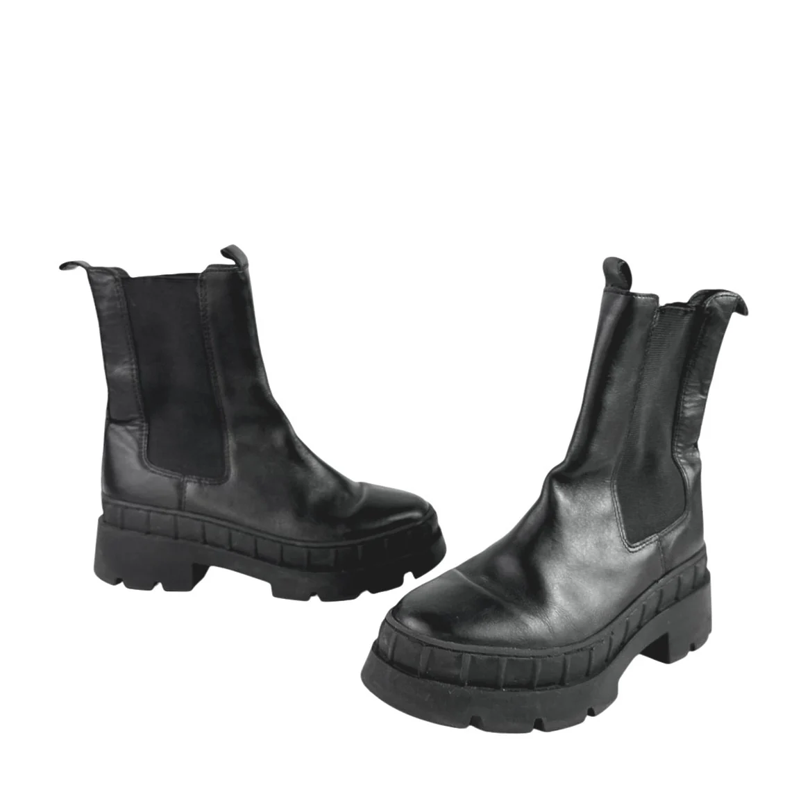 Steve Madden Barclay Women's Black Leather Round Toe Slip On Chelsea Boots Sz 6 - Image 5