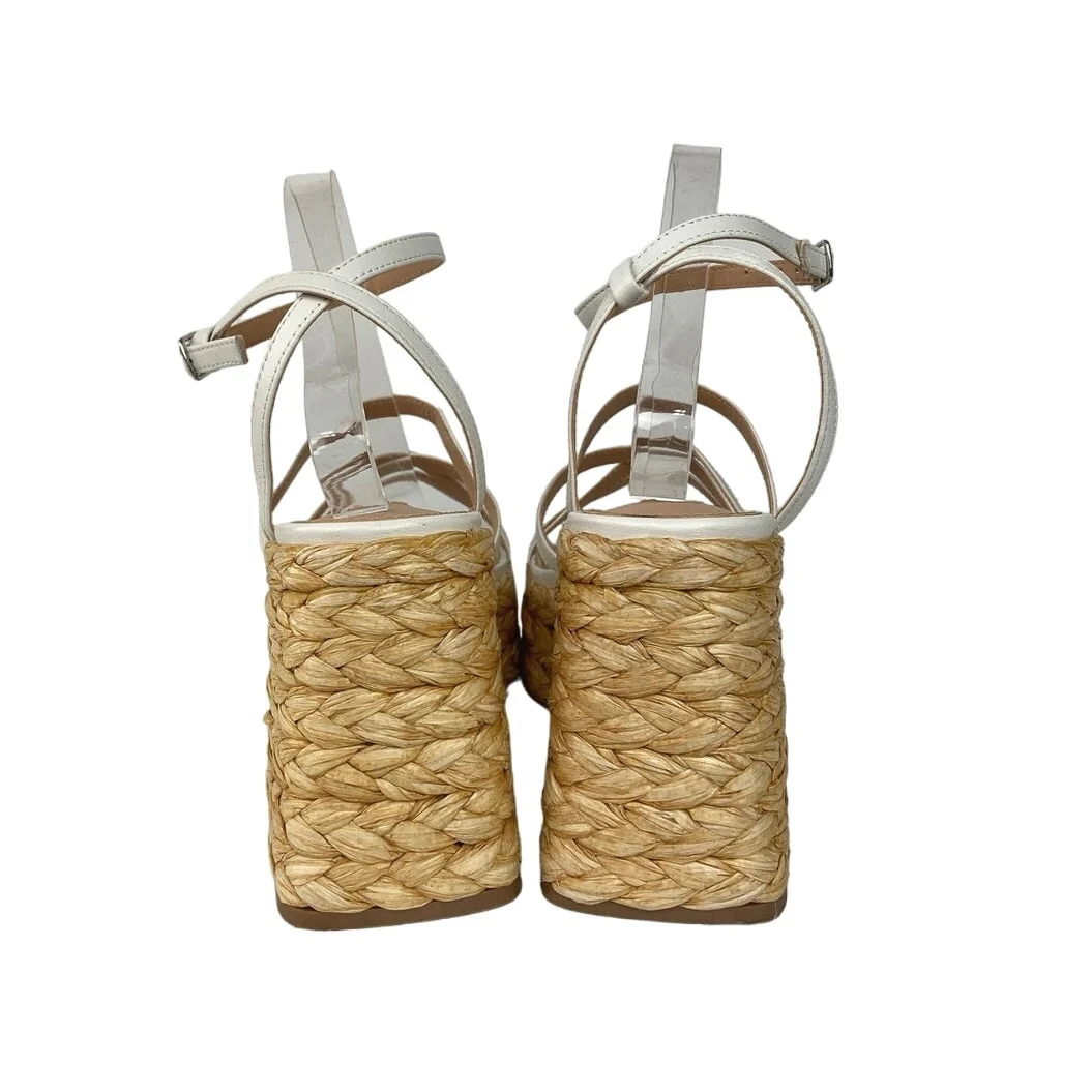 Steve Madden Belise White Square Toe Ankle Strap Platform Strappy Sandals Sz 10 - Image 3