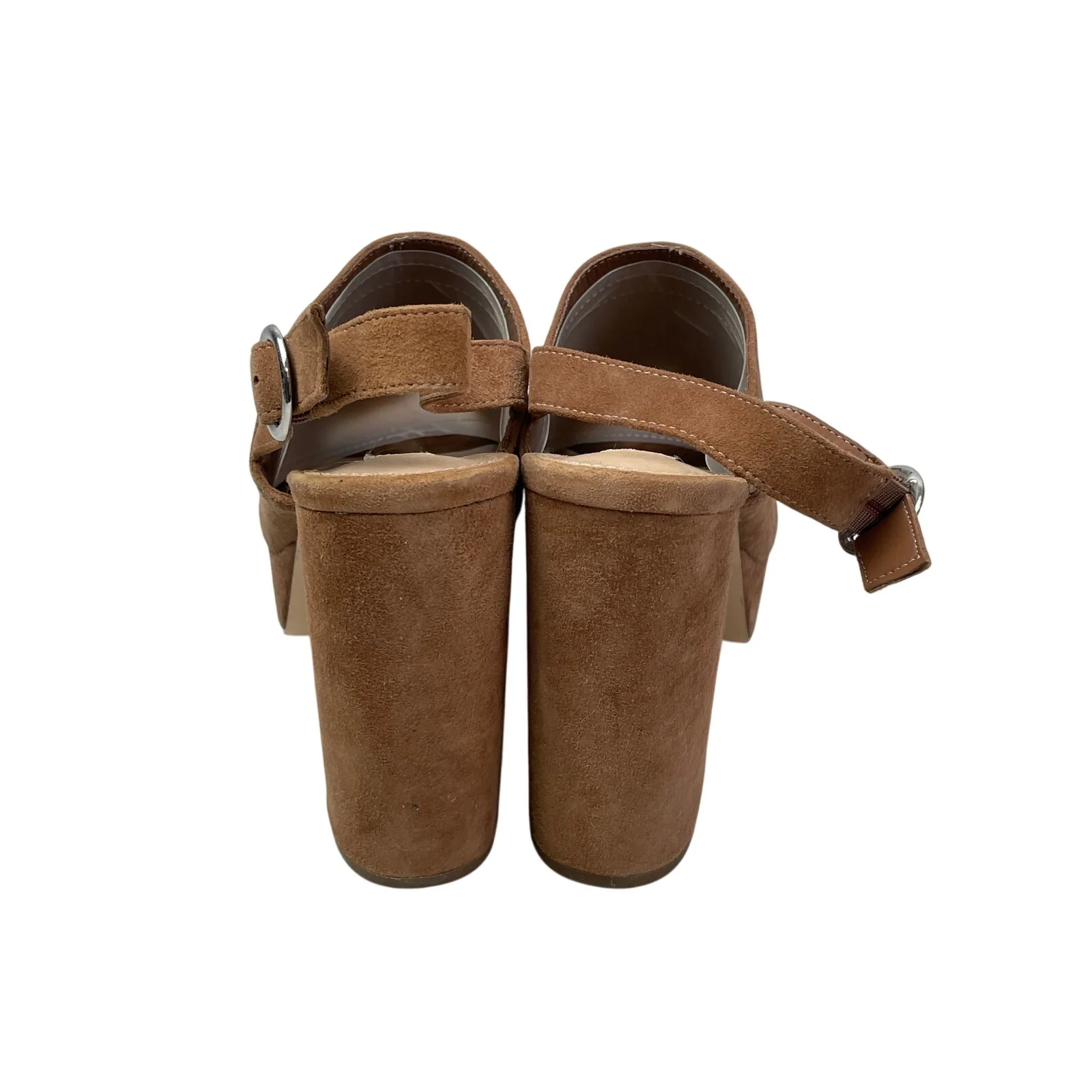 Steve Madden Carter Camel Tan Suede Leather Slingback Platform Sandals Size 10 - Image 3