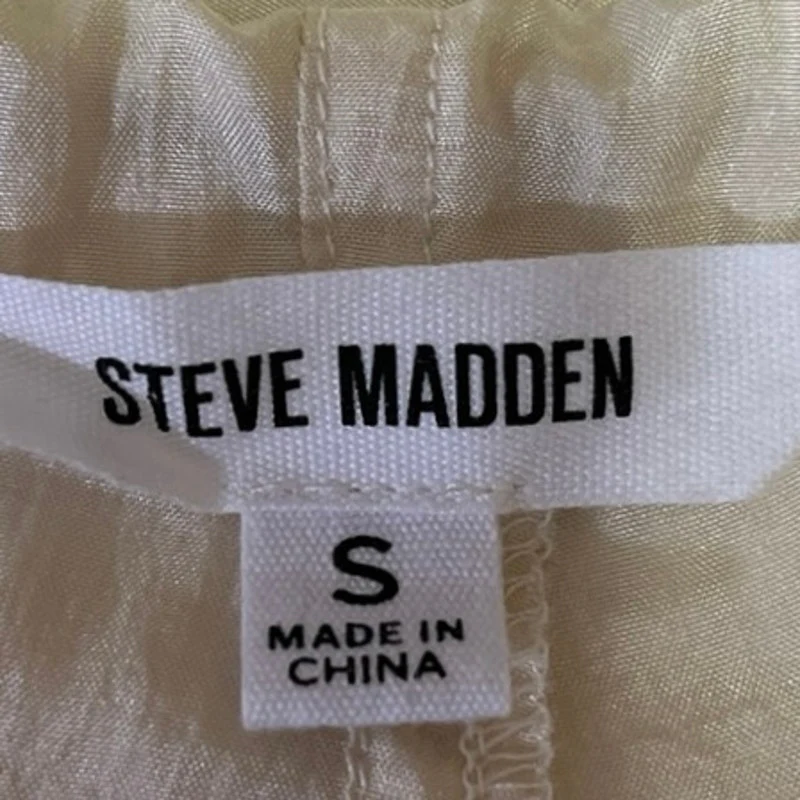 Steve Madden Cream Satin Silky Tapered Drawstring Windbreaker Parachute Pants S - Image 5
